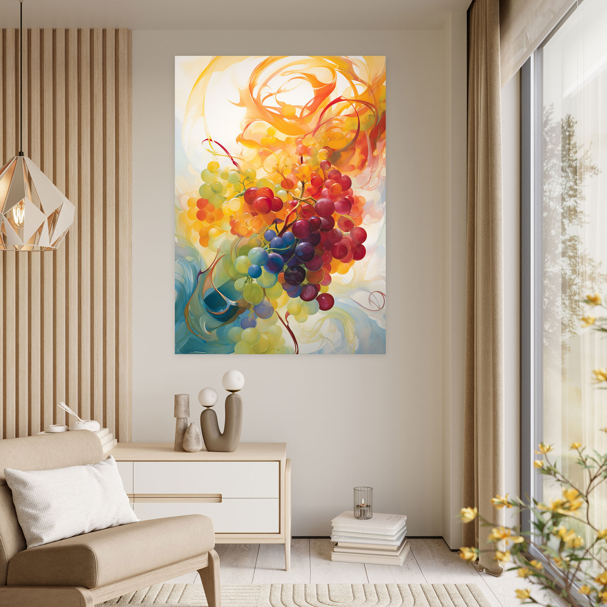 Wine Canvas Print - Abstract Grapes - Wine, Colorful Wall Decoration, Wine Canvas Print, Abstract Grapes Wall Art