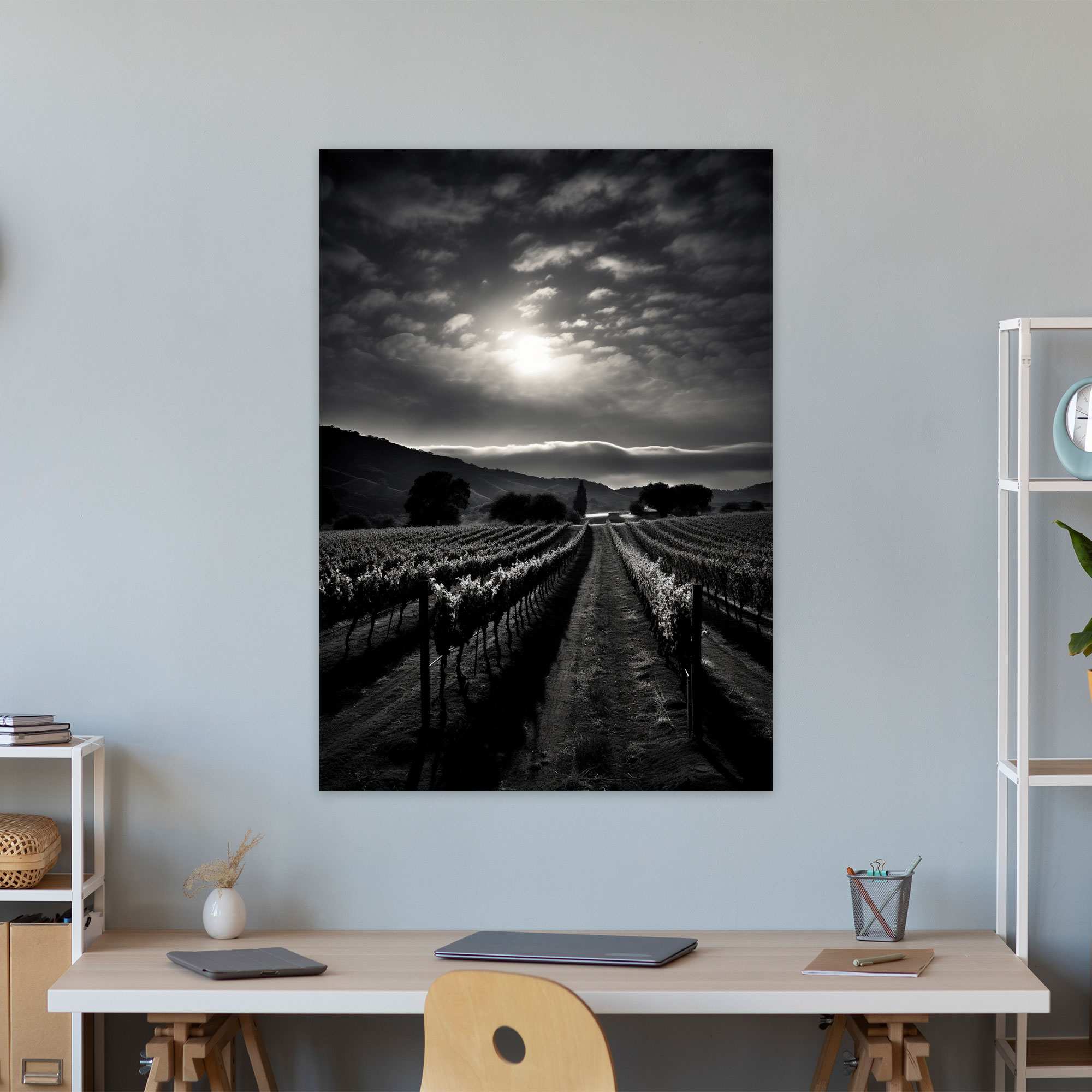 Wine Wall Art - Moonlit Vineyard - Wine, Canvas Wall Art, Moonlit Vineyard Canvas Print, Wine Wall Art