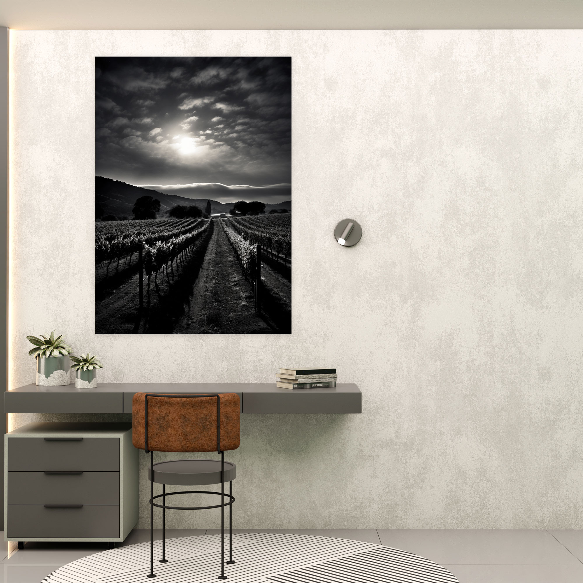 Wine Wall Art - Moonlit Vineyard - Wine, Canvas Wall Art, Moonlit Vineyard Canvas Print, Wine Wall Art