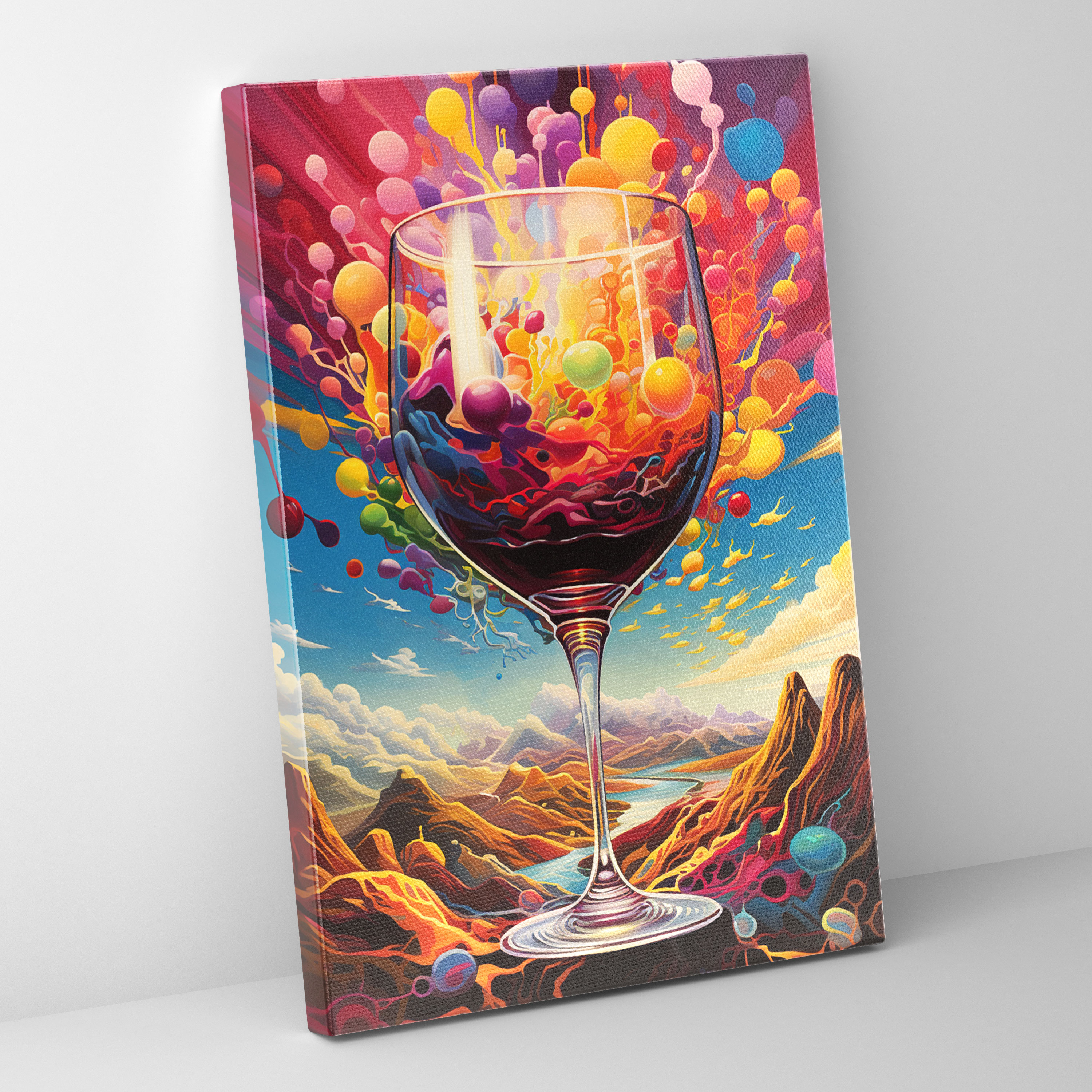 Wine Canvas Print - Surreal Wineglass - Wine, High Quality Canvas Print, Home Decoration, Surreal Wineglass Wall Art
