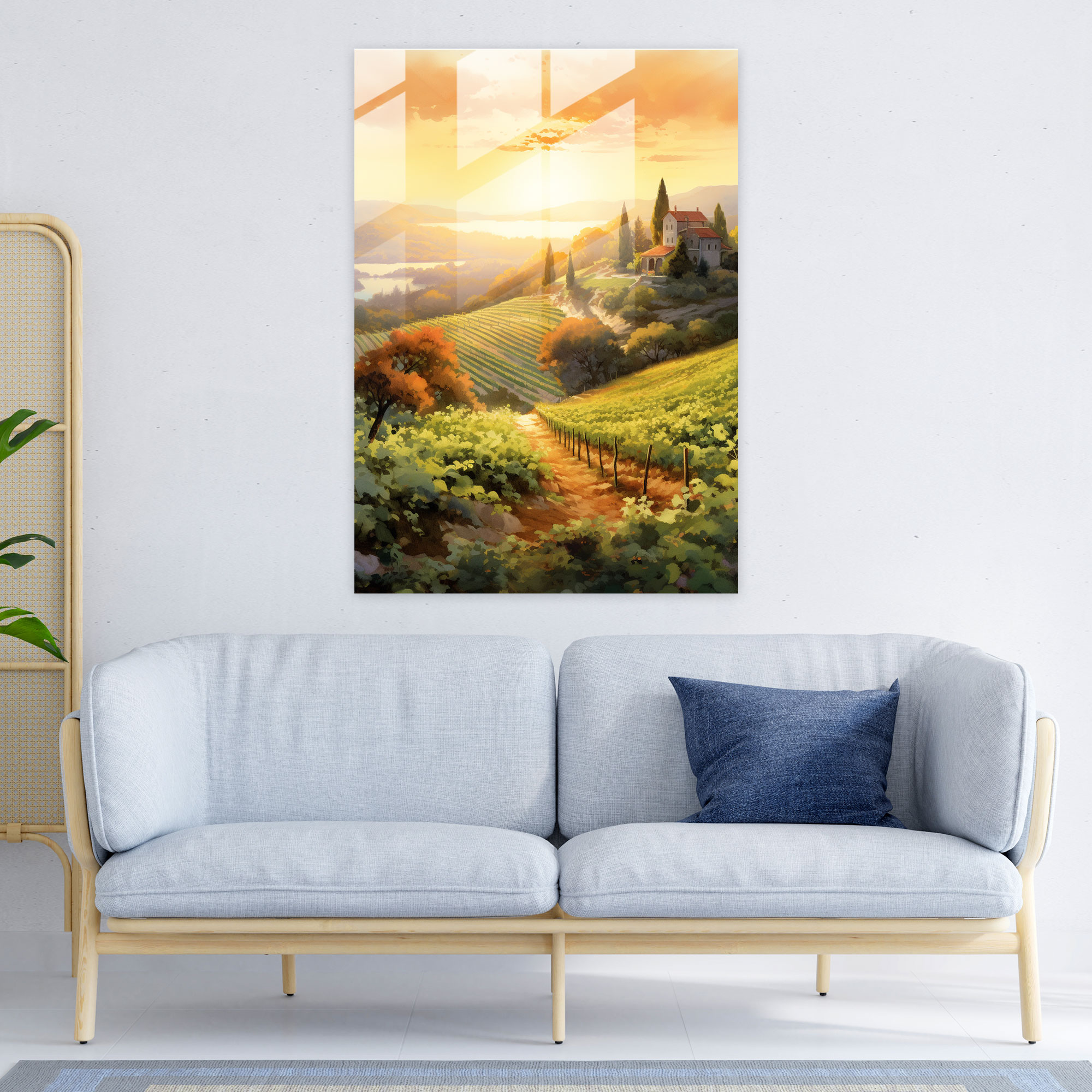 Wine Vineyard Glass Print - Wine, Home Decoration, Elegant, Vineyard