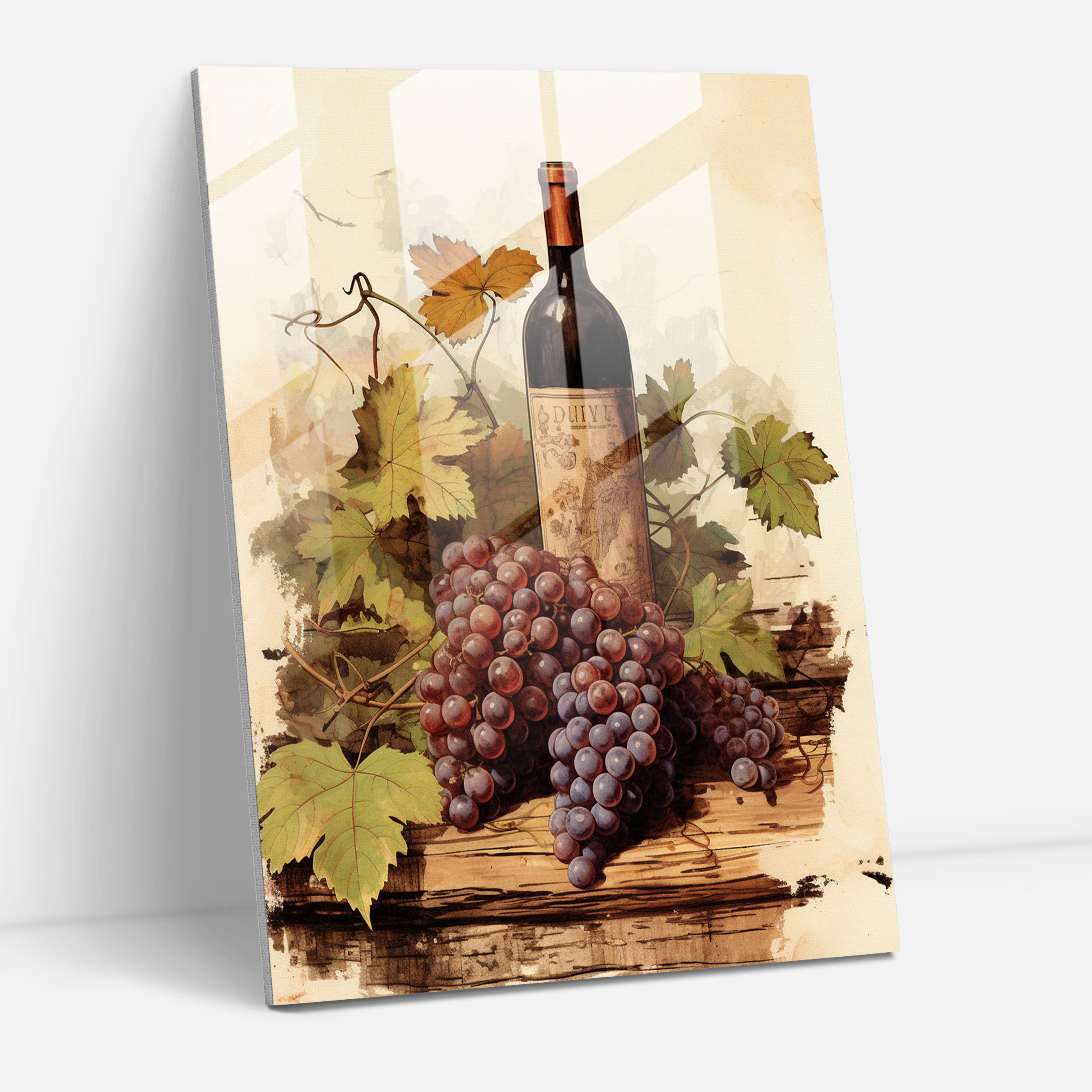 Rustic Charm Glass Print - Wine, Glass Wall Art, Nostalgia, Rustic