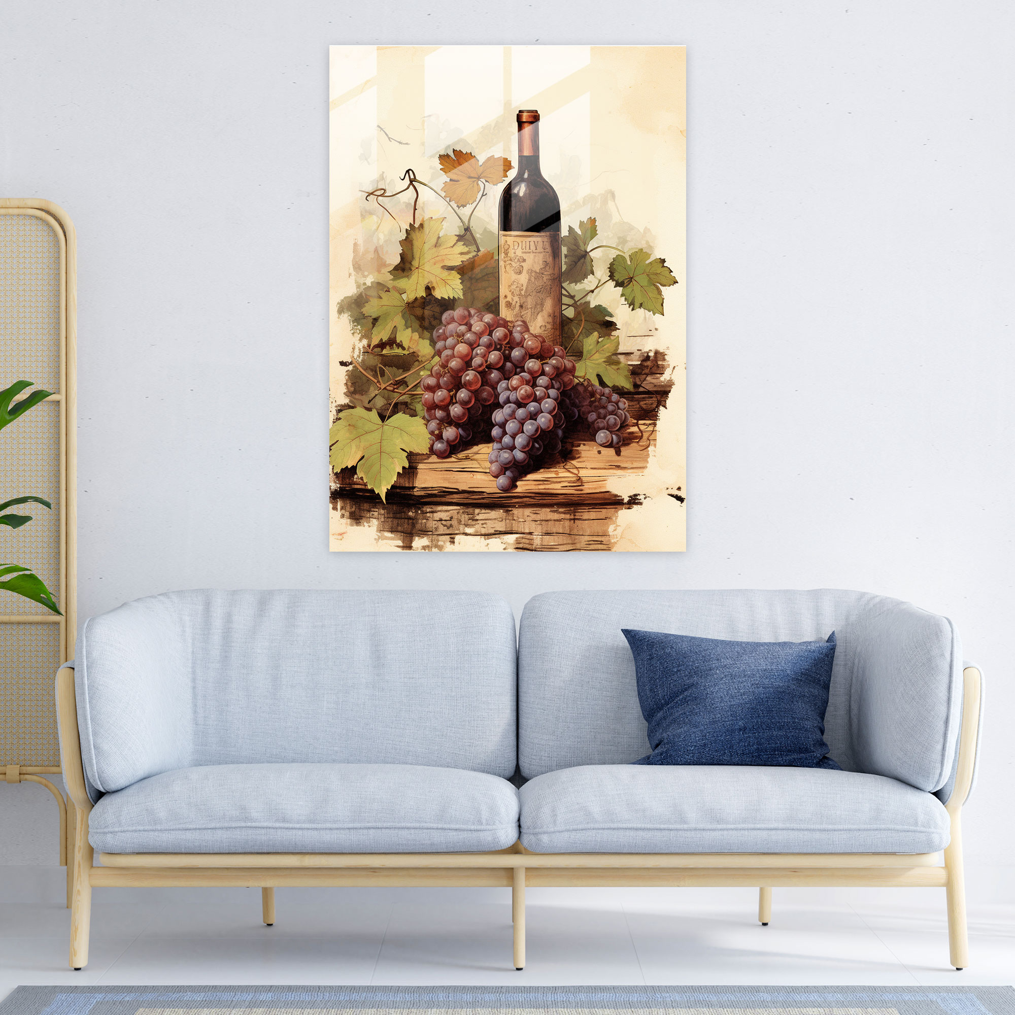 Rustic Charm Glass Print - Wine, Glass Wall Art, Nostalgia, Rustic