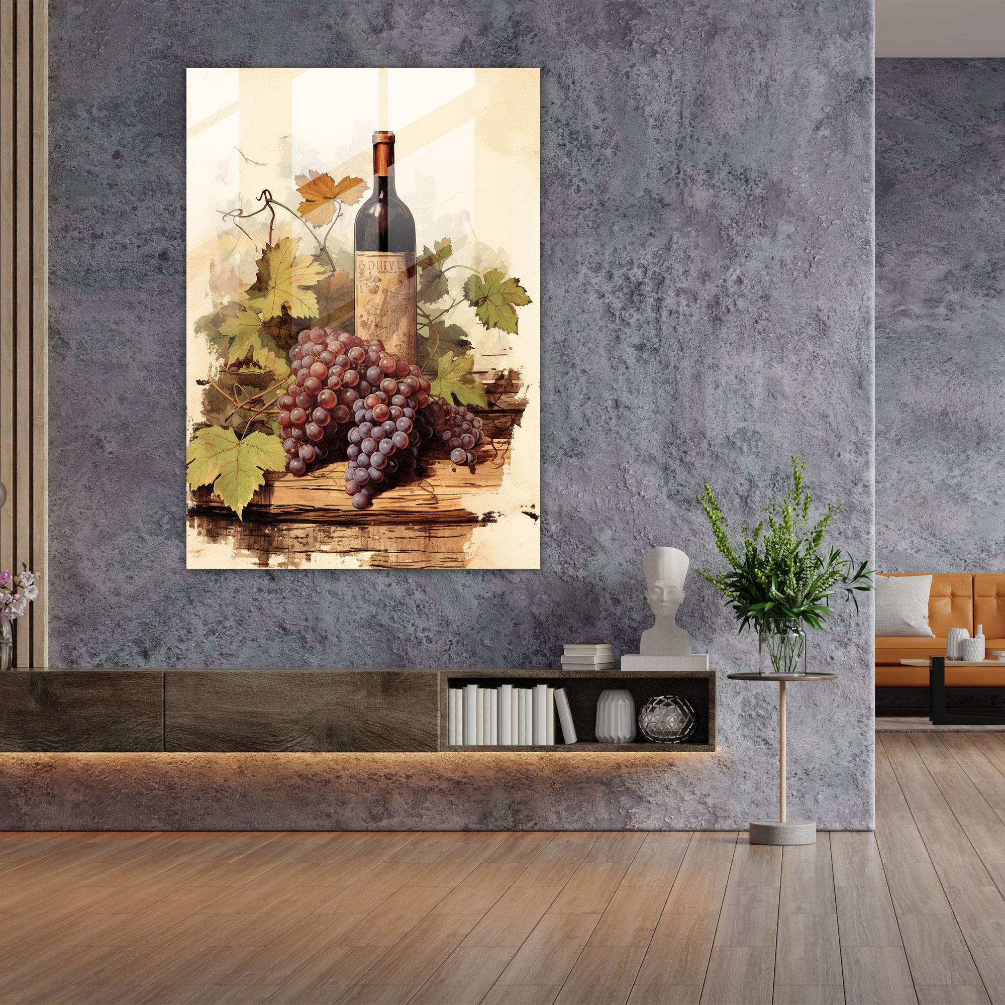 Rustic Charm Glass Print - Wine, Glass Wall Art, Nostalgia, Rustic