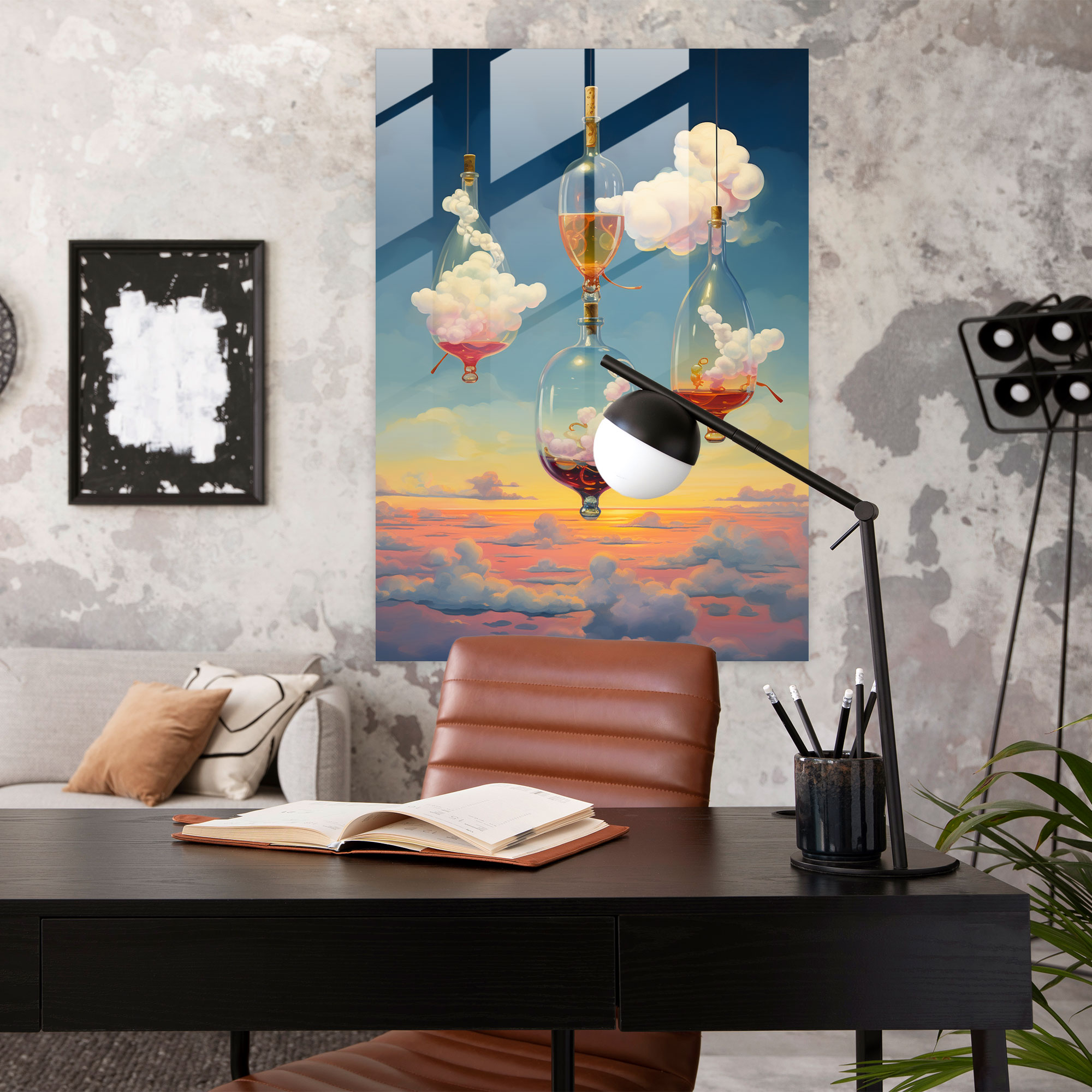 Whimsical Ambiance Glass Print - Wine, Home Decoration, Glass Print, Glass Wall Art