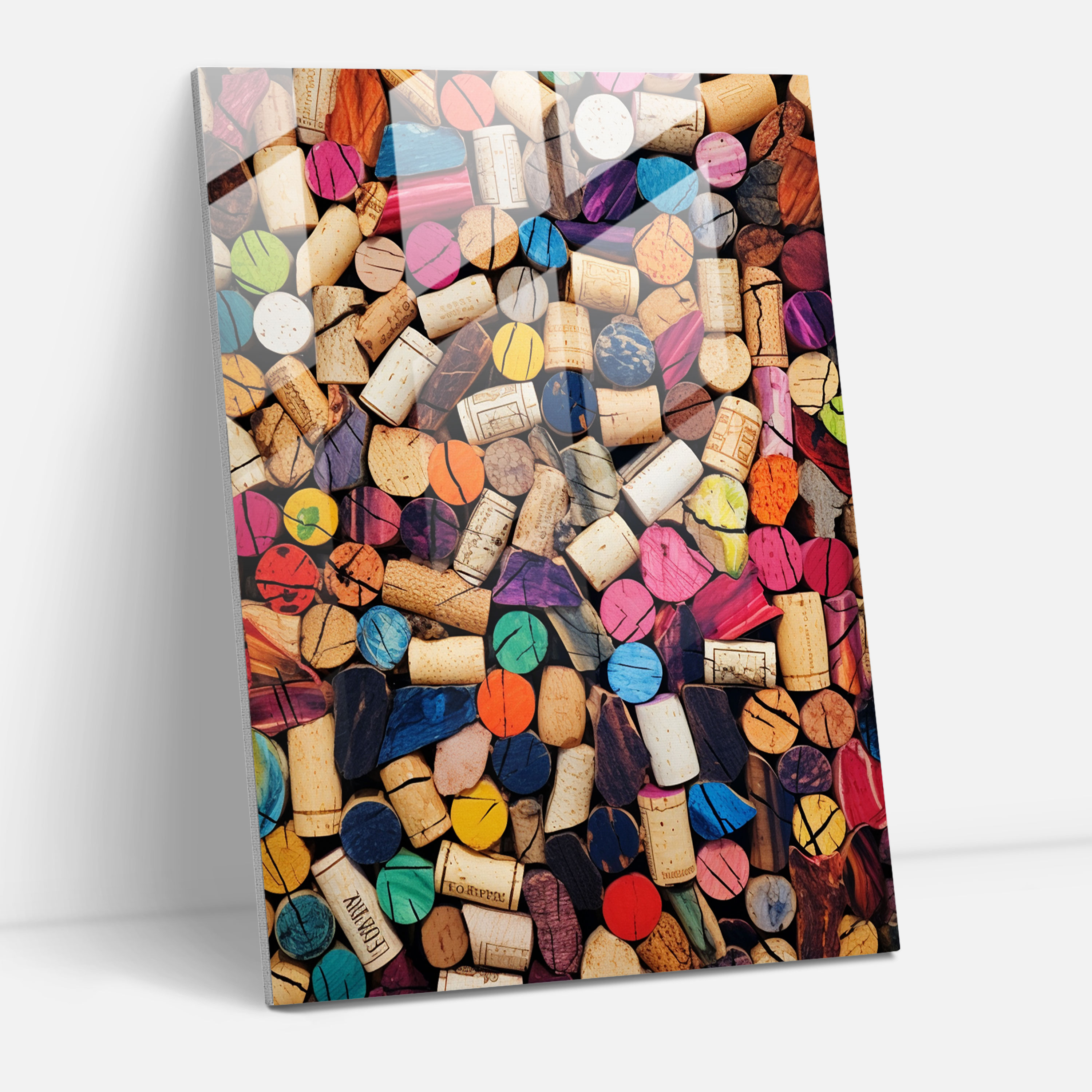 Playful Vibrance Glass Print - Wine, Collage, Wine, Glass Art