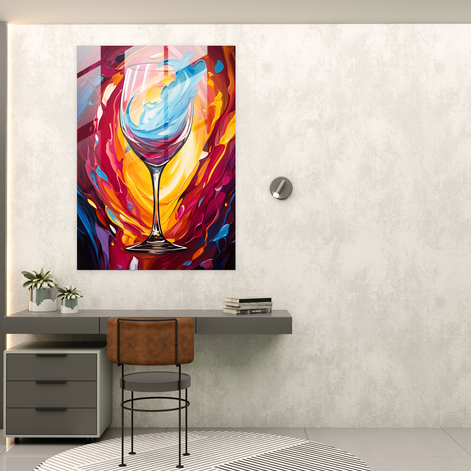 Wine Glass Wall Art - Abstract Painting - Modern Art - Wine, Glass Art, Bold, Wall Decoration
