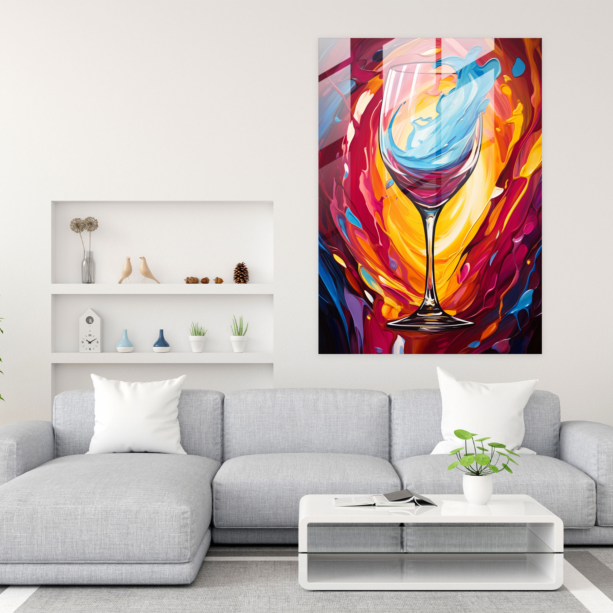 Wine Glass Wall Art - Abstract Painting - Modern Art - Wine, Glass Art, Bold, Wall Decoration