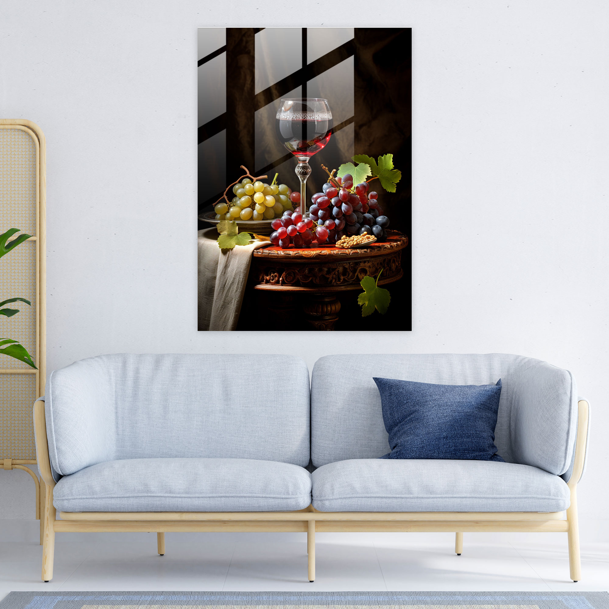 Wine Glass Print - Vintage Grapes - Glass Art - Wine, Glass Wall Art, Wine, Vintage Grapes