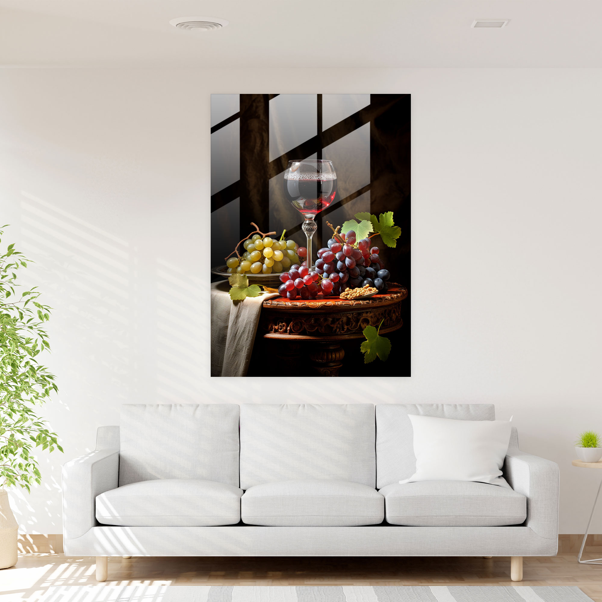Wine Glass Print - Vintage Grapes - Glass Art - Wine, Glass Wall Art, Wine, Vintage Grapes