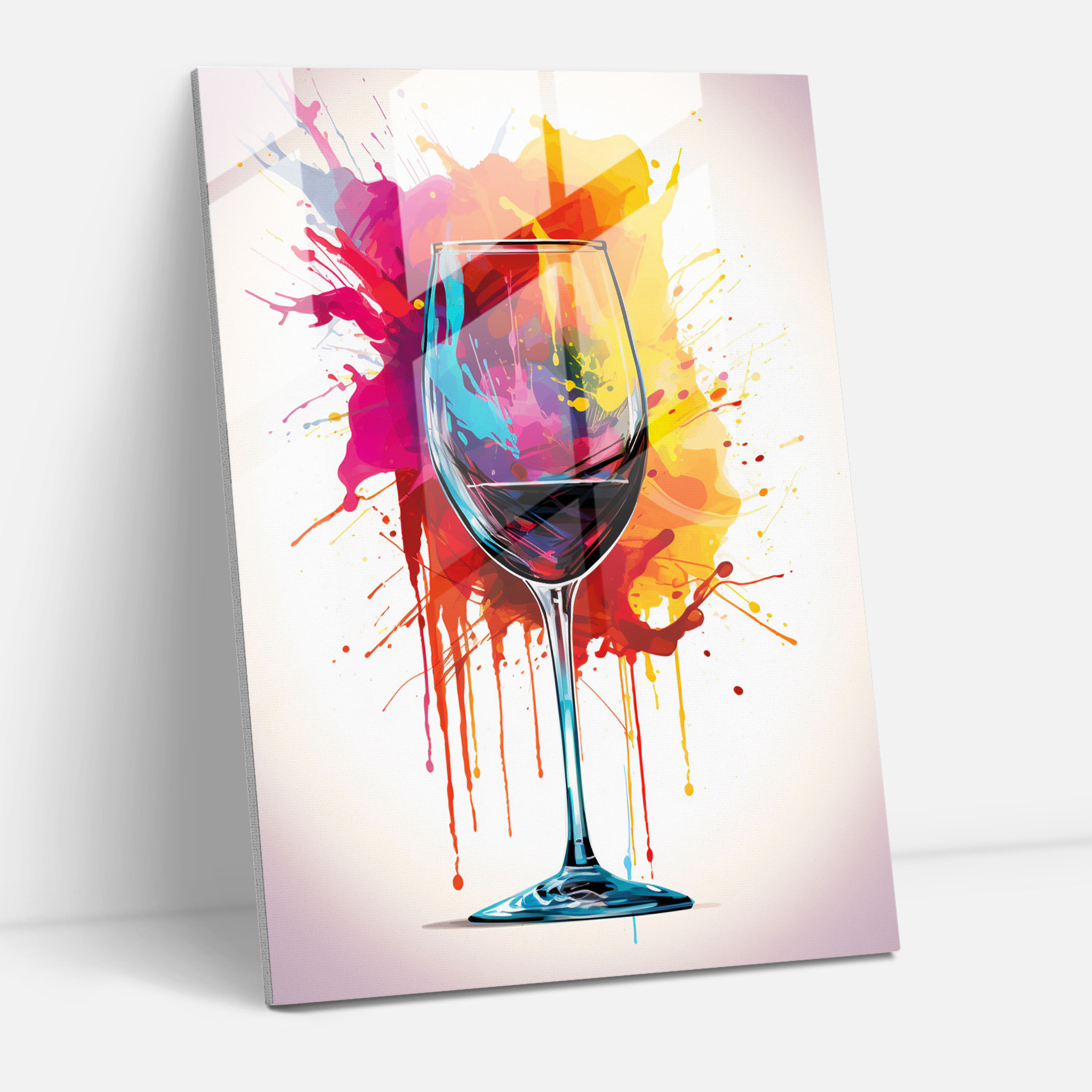 Wine Glass Print - Colorful Abstract Art - Wine, Home Decoration, Abstract Illustration, Colorful