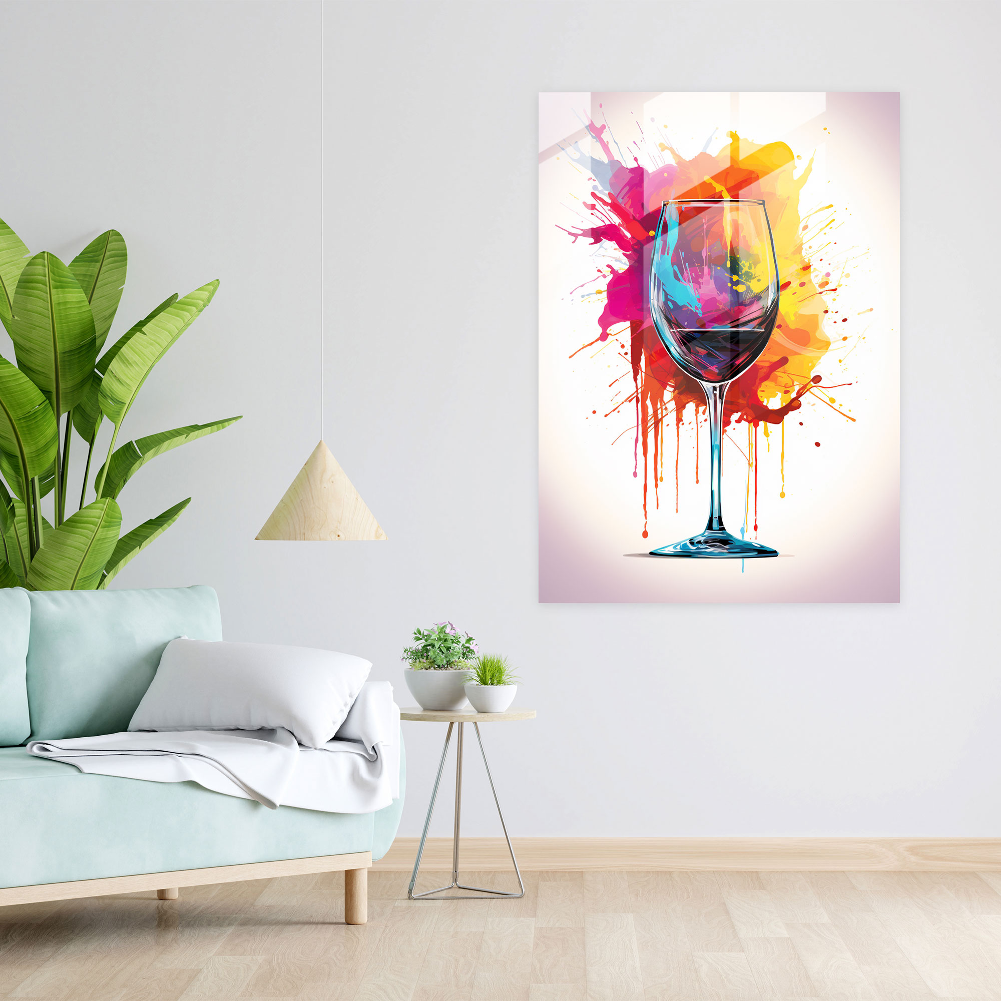 Wine Glass Print - Colorful Abstract Art - Wine, Home Decoration, Abstract Illustration, Colorful
