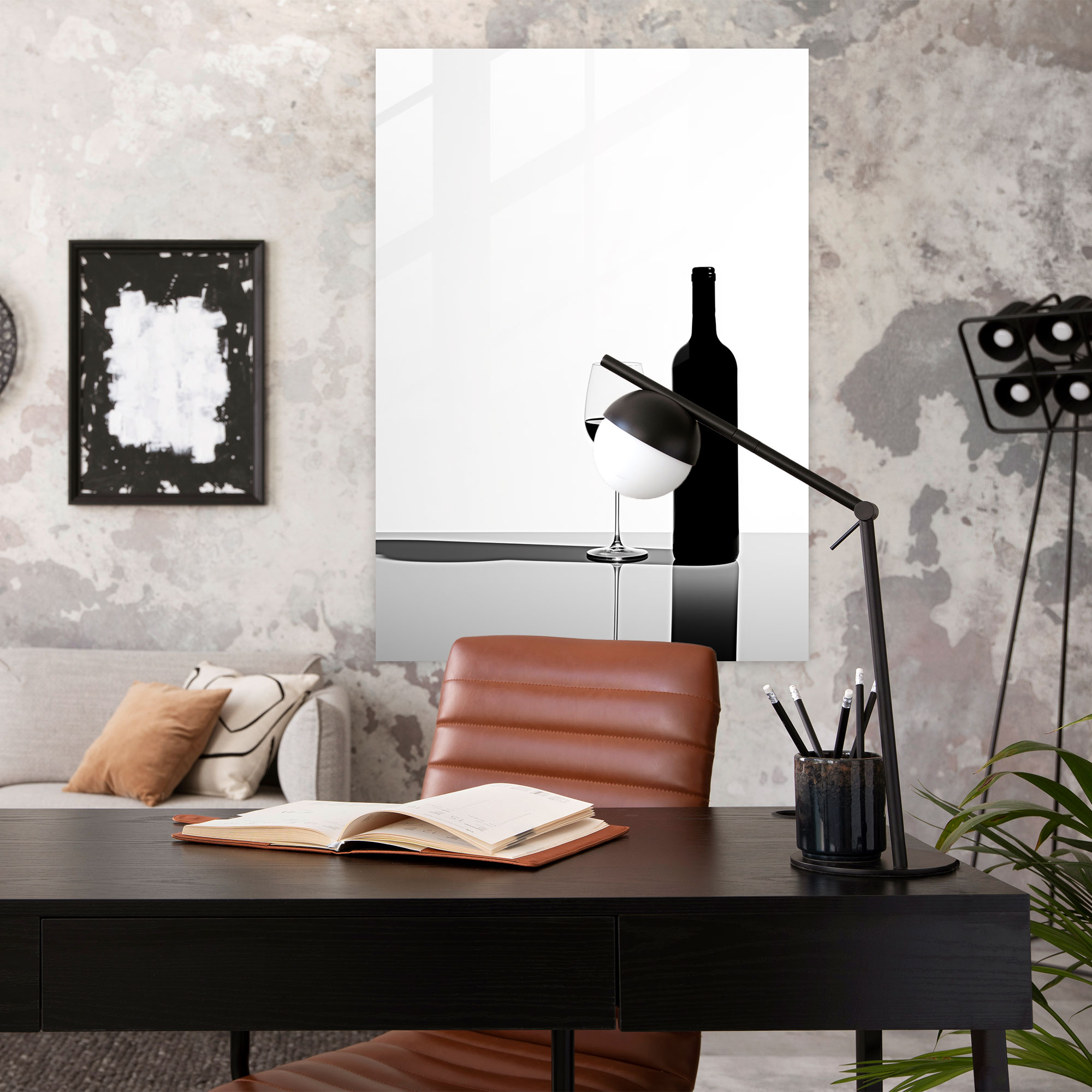 Wine Glass Art - Minimalist Silhouette - Wine, Home Decoration, Wall Decoration, Sleek