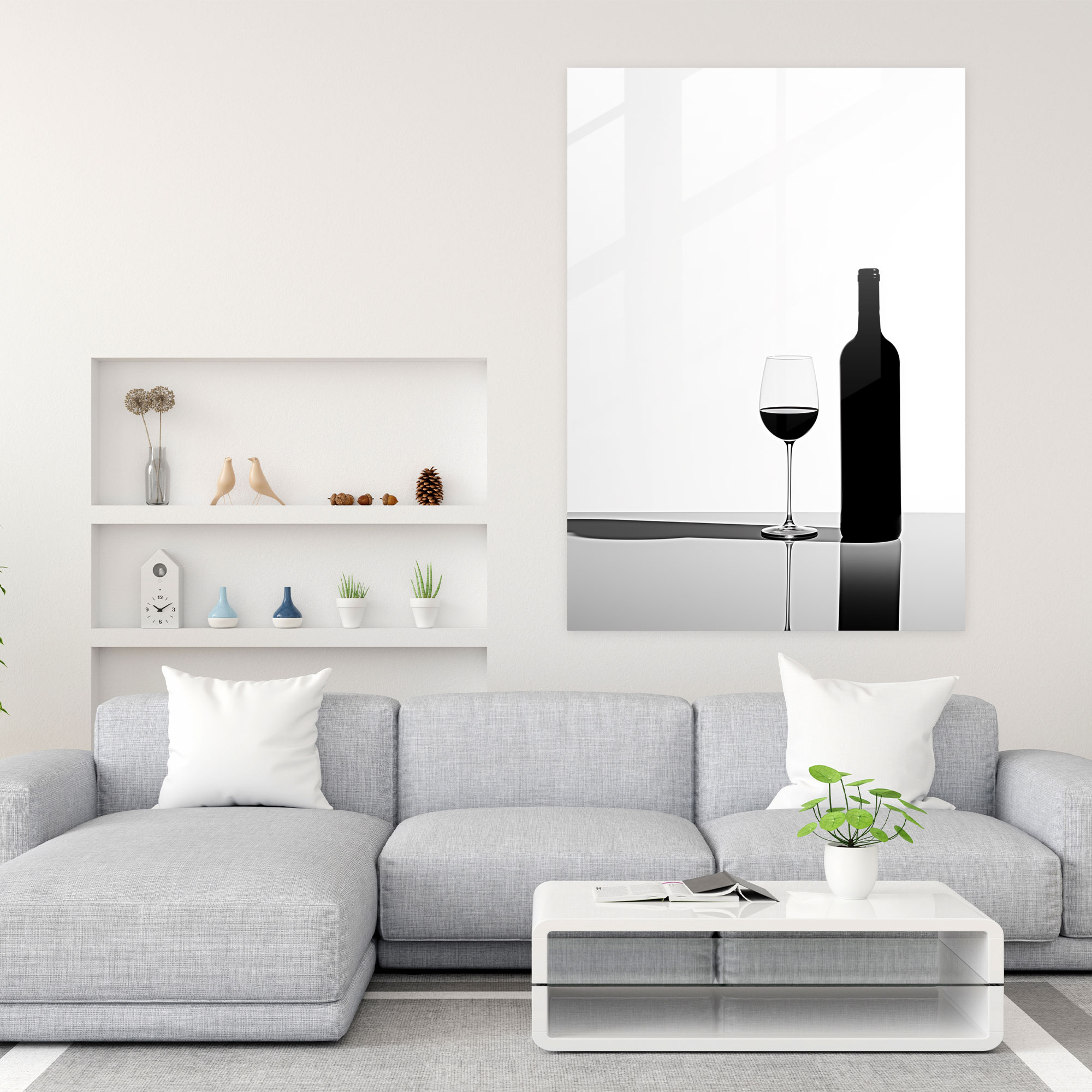 Wine Glass Art - Minimalist Silhouette - Wine, Home Decoration, Wall Decoration, Sleek