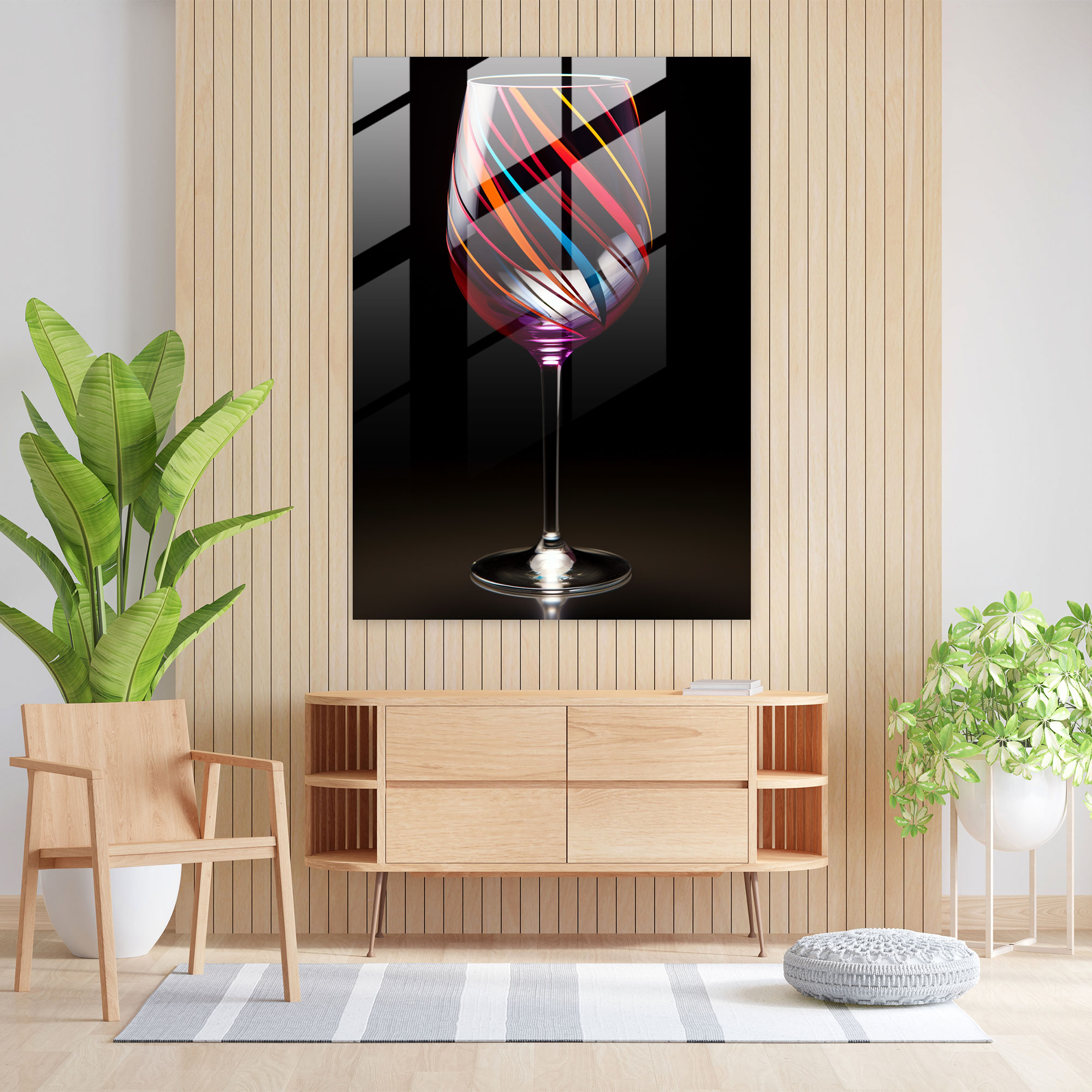 Wine Glass Art - Geometric Design - Wine, Bold Lines, Modern Art, Geometric Design