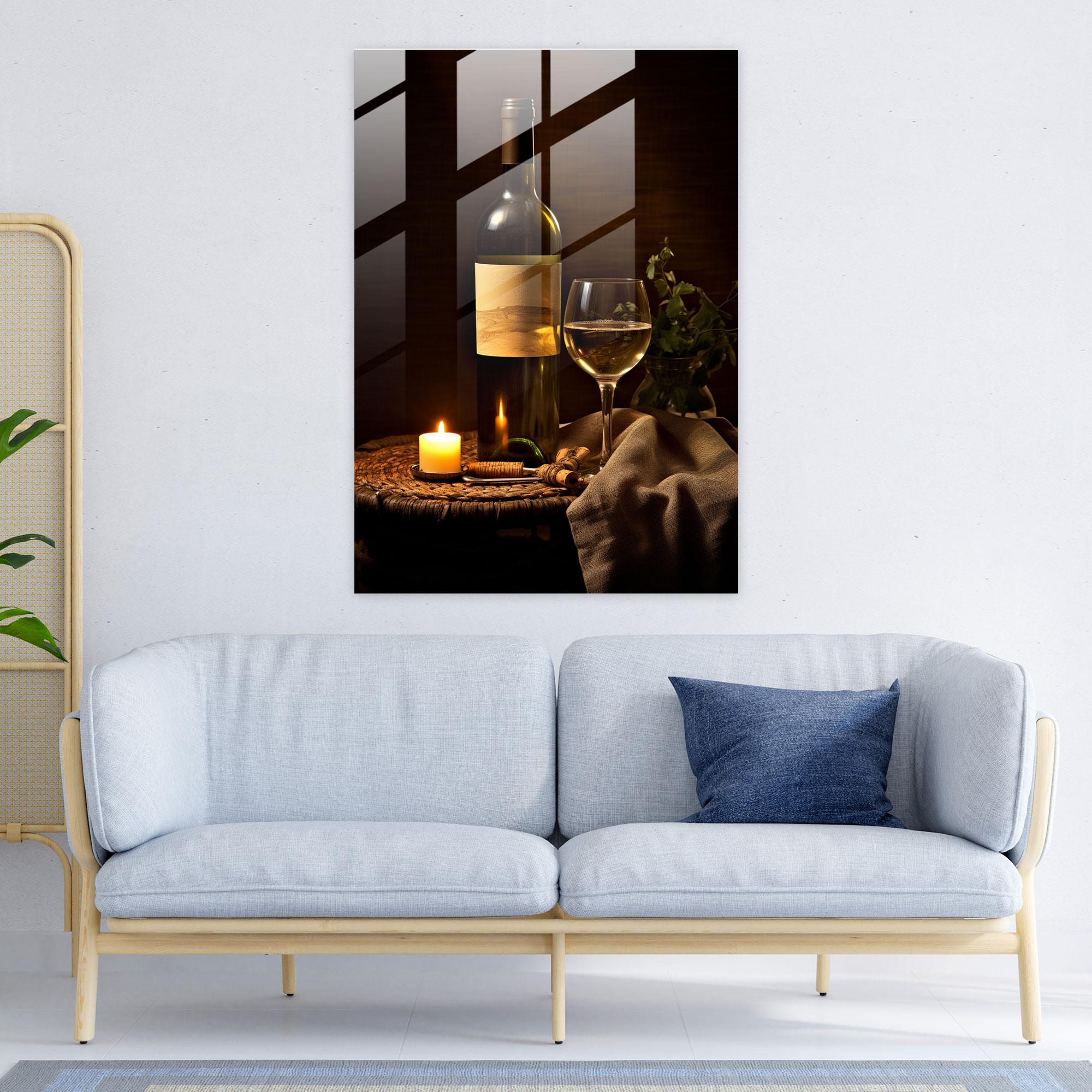 Wine Glass Print - Romantic Candlelight - Wine, Cozy, Romantic Candlelight, Glass Art