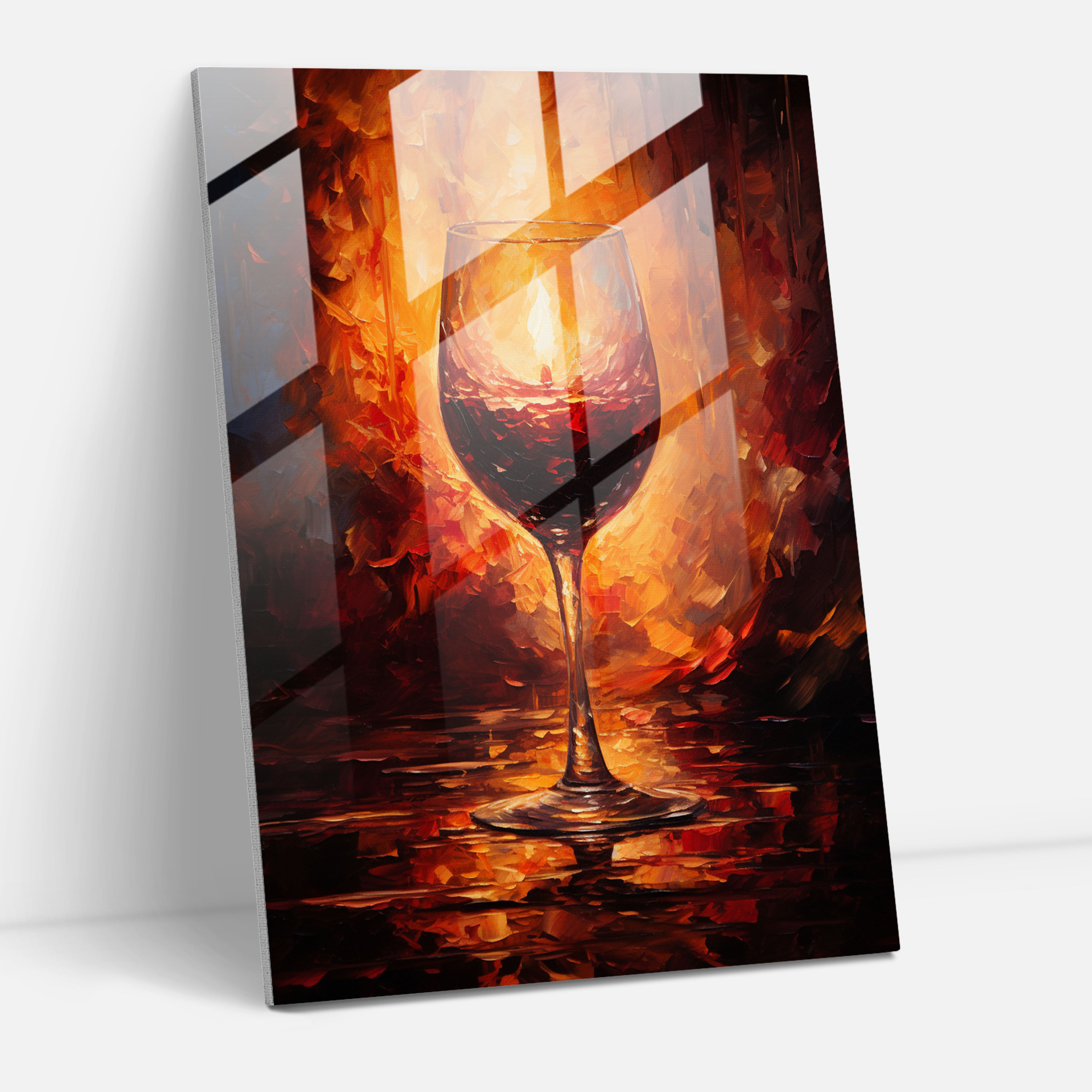 Candlelit Wine Glass Glass Print - Wine, Glass Wall Art, Home Decoration, Wall Decoration