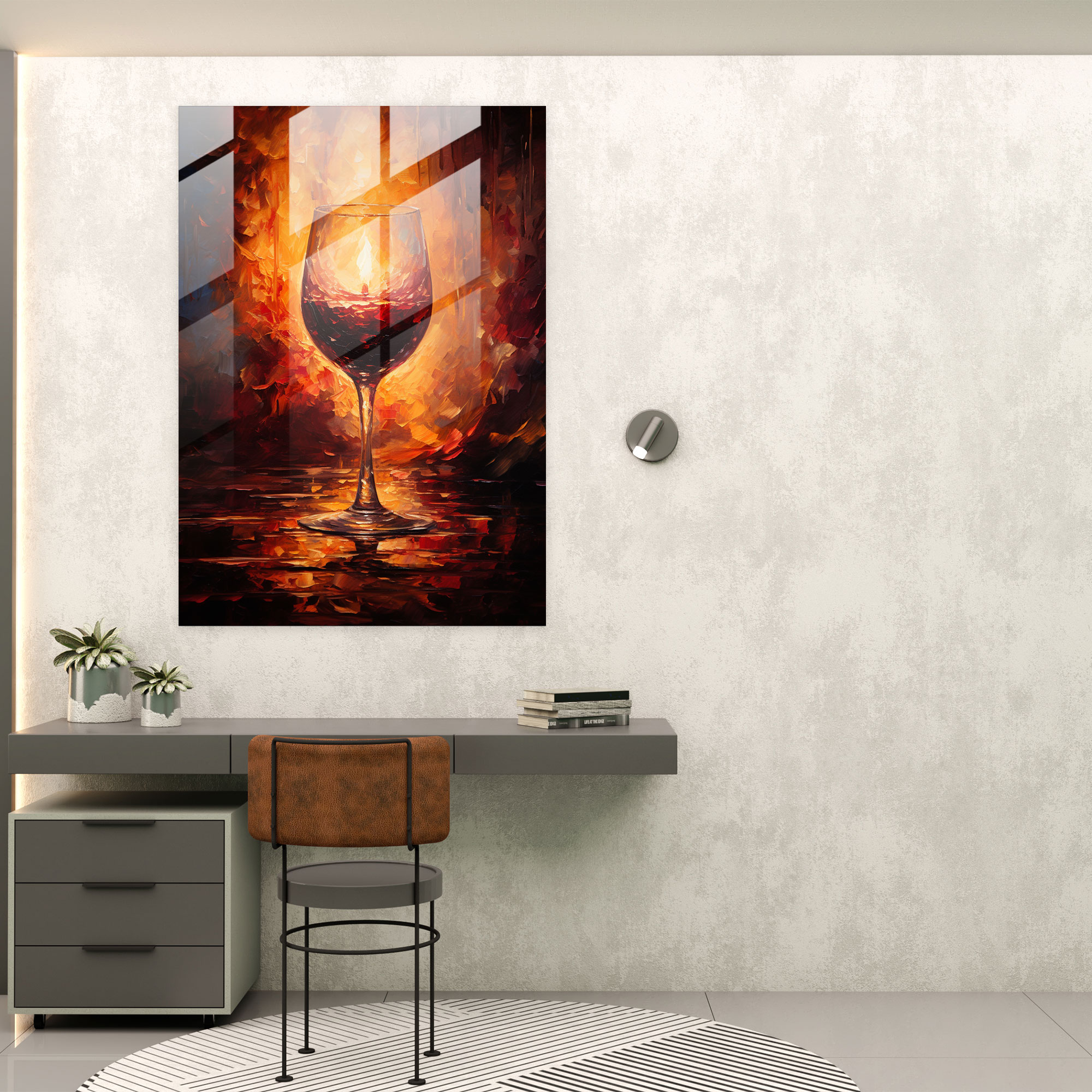 Candlelit Wine Glass Glass Print - Wine, Glass Wall Art, Home Decoration, Wall Decoration