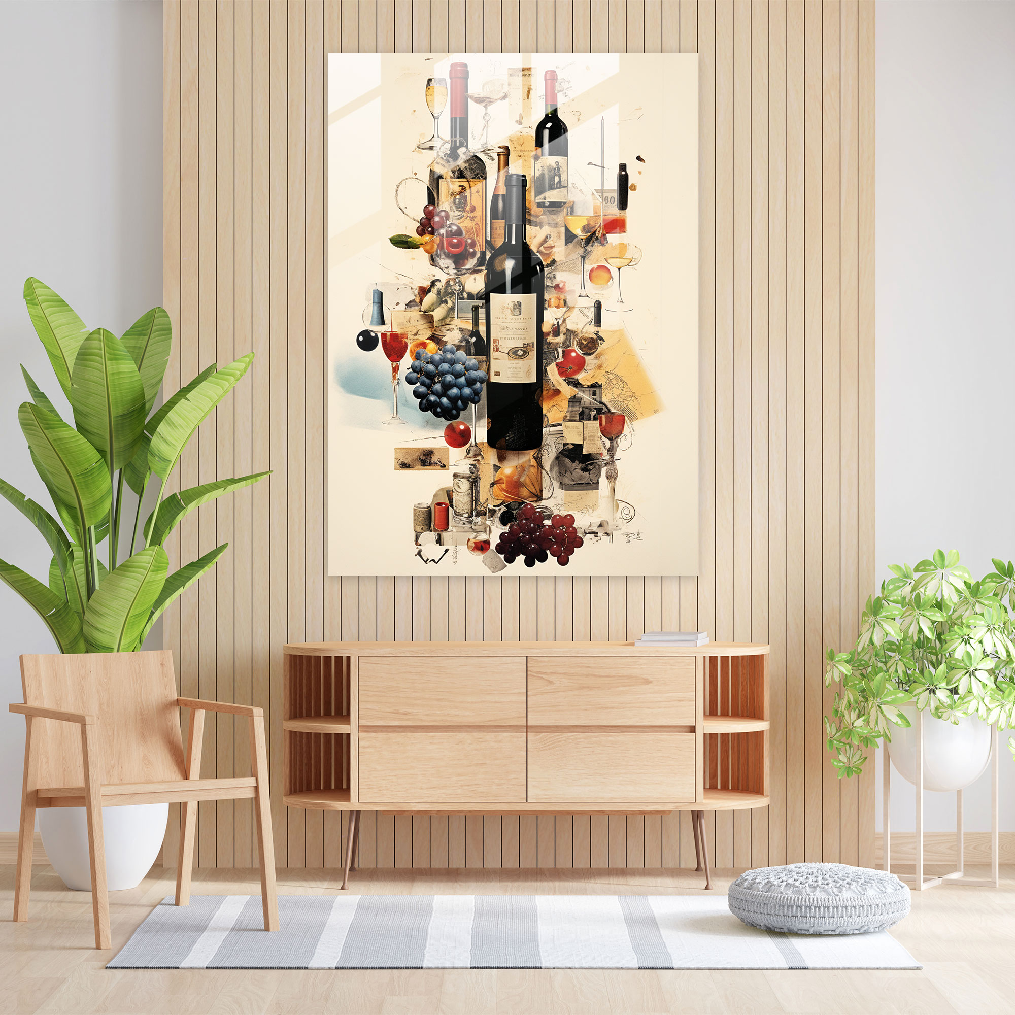 Wine Labels Collage Glass Print - Wine, Home Decoration, Wine Labels, Glass Art