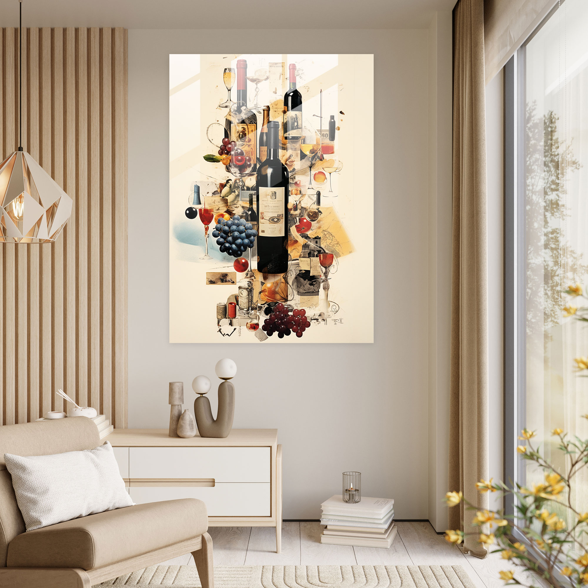 Wine Labels Collage Glass Print - Wine, Home Decoration, Wine Labels, Glass Art