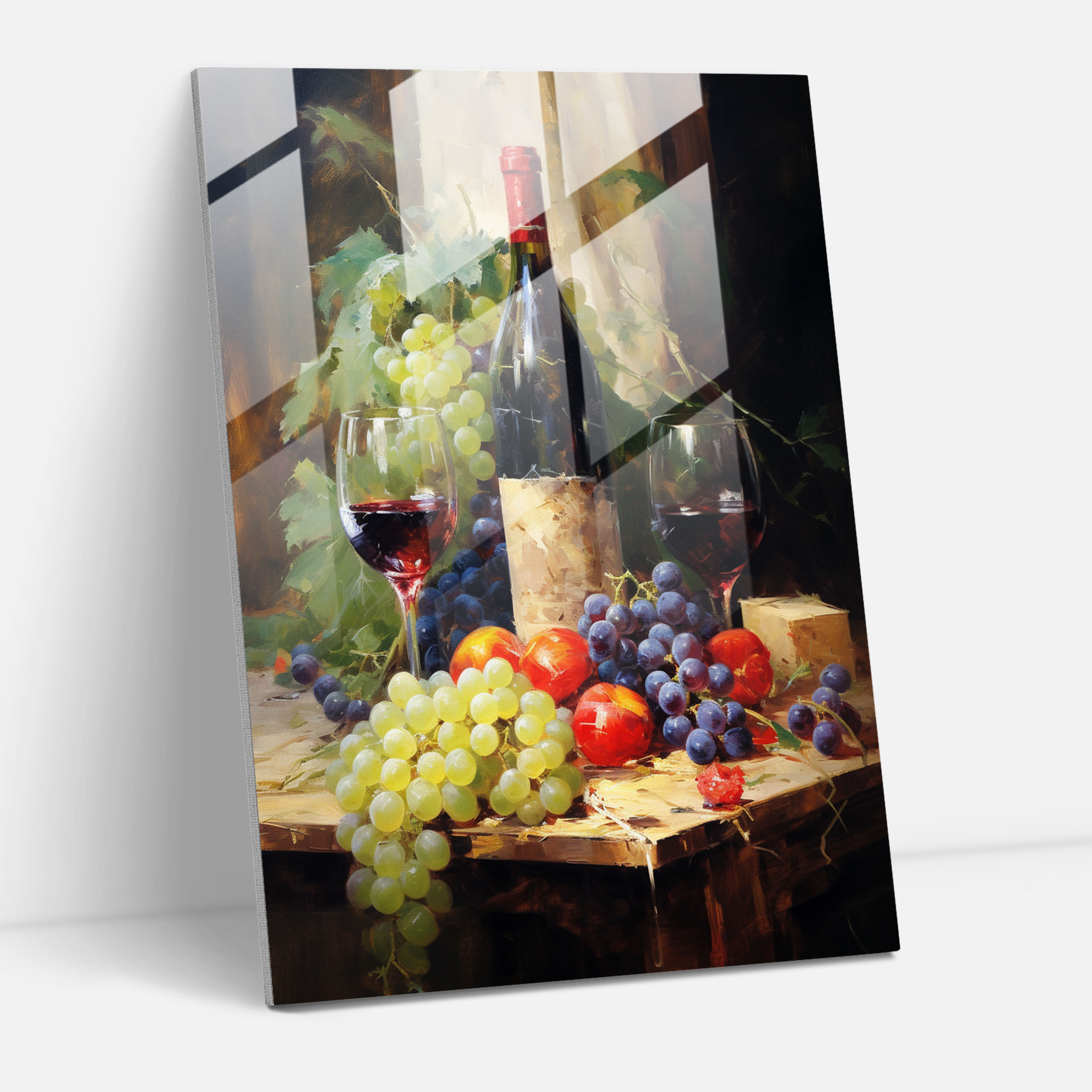 Wine Glass Print - Impressionist Still Life Glass Wall Art - Wine, Grapes, Wine Bottles, Glass Print