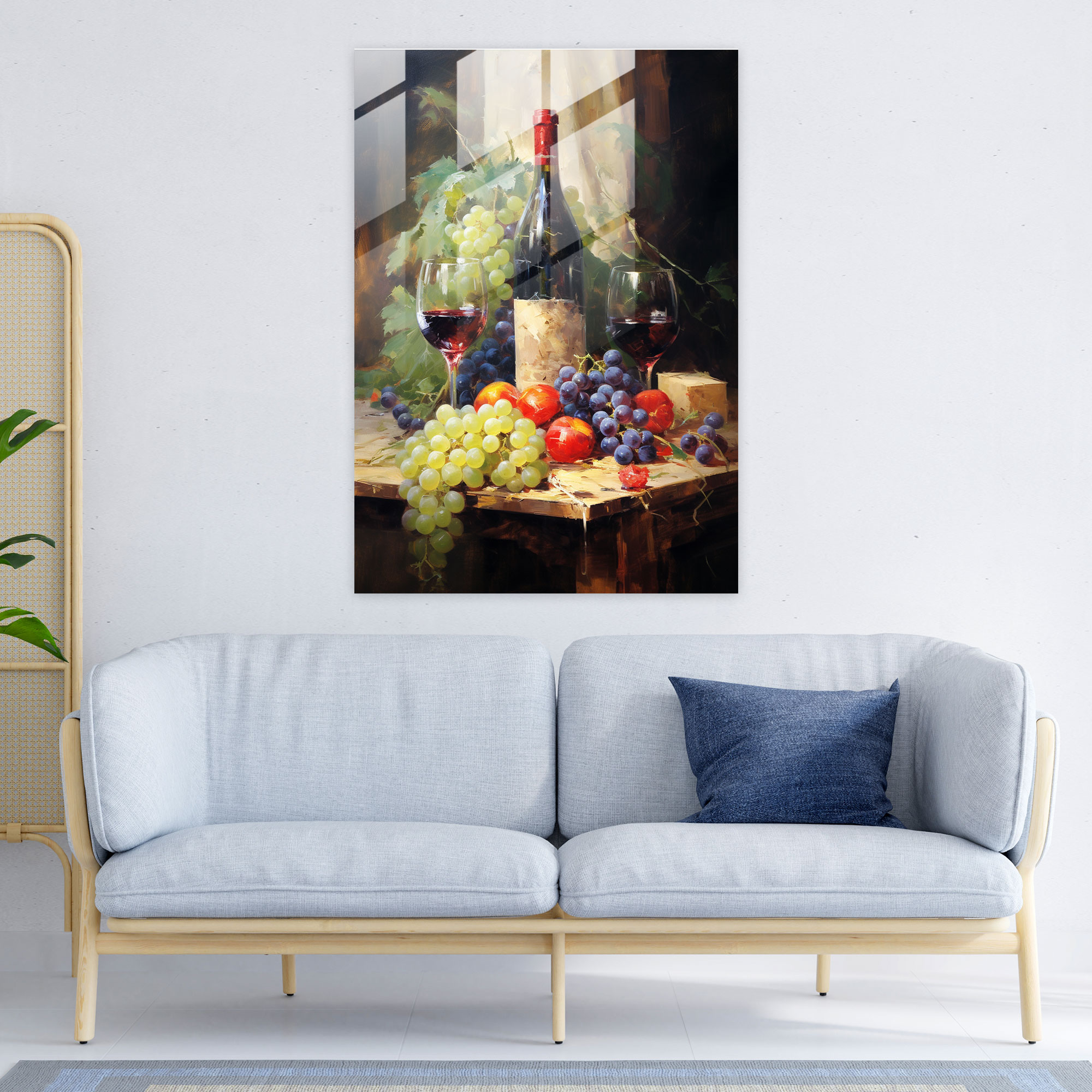Wine Glass Print - Impressionist Still Life Glass Wall Art - Wine, Grapes, Wine Bottles, Glass Print