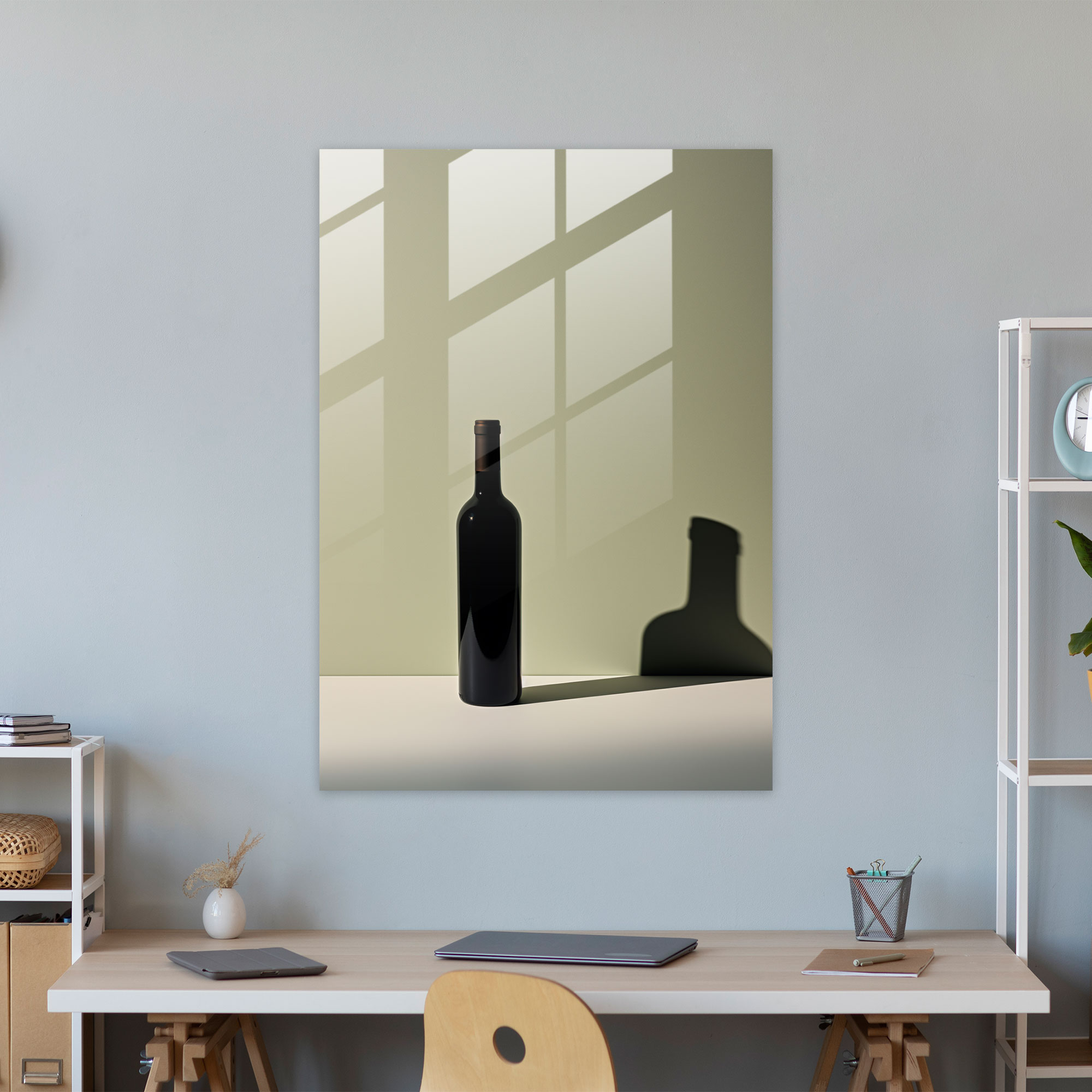 Wine Glass Print - Minimalist Wine Bottle Glass Wall Art - Wine, Blank Background, Wall Decoration, Wine