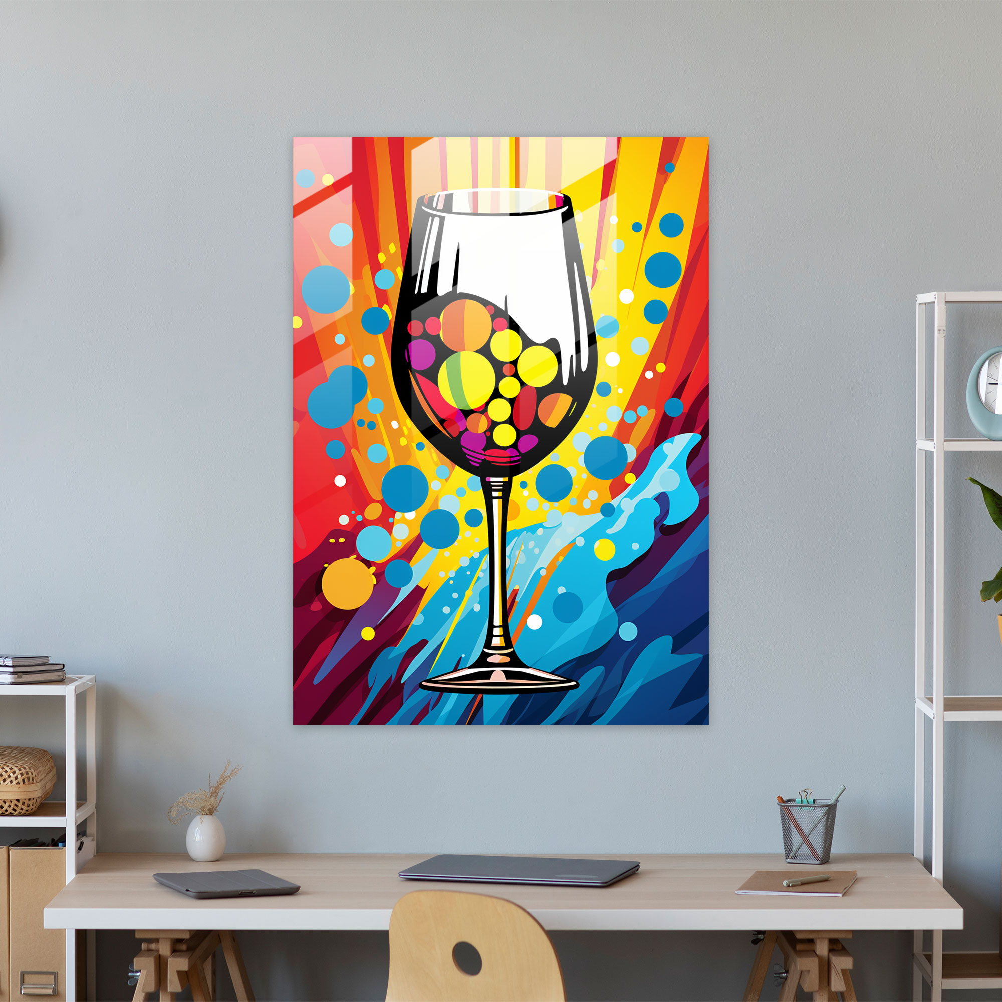 Wine Glass Print - Pop Art Inspired Glass Wall Art - Wine, Wall Decoration, Glass Wall Art, Vibrant