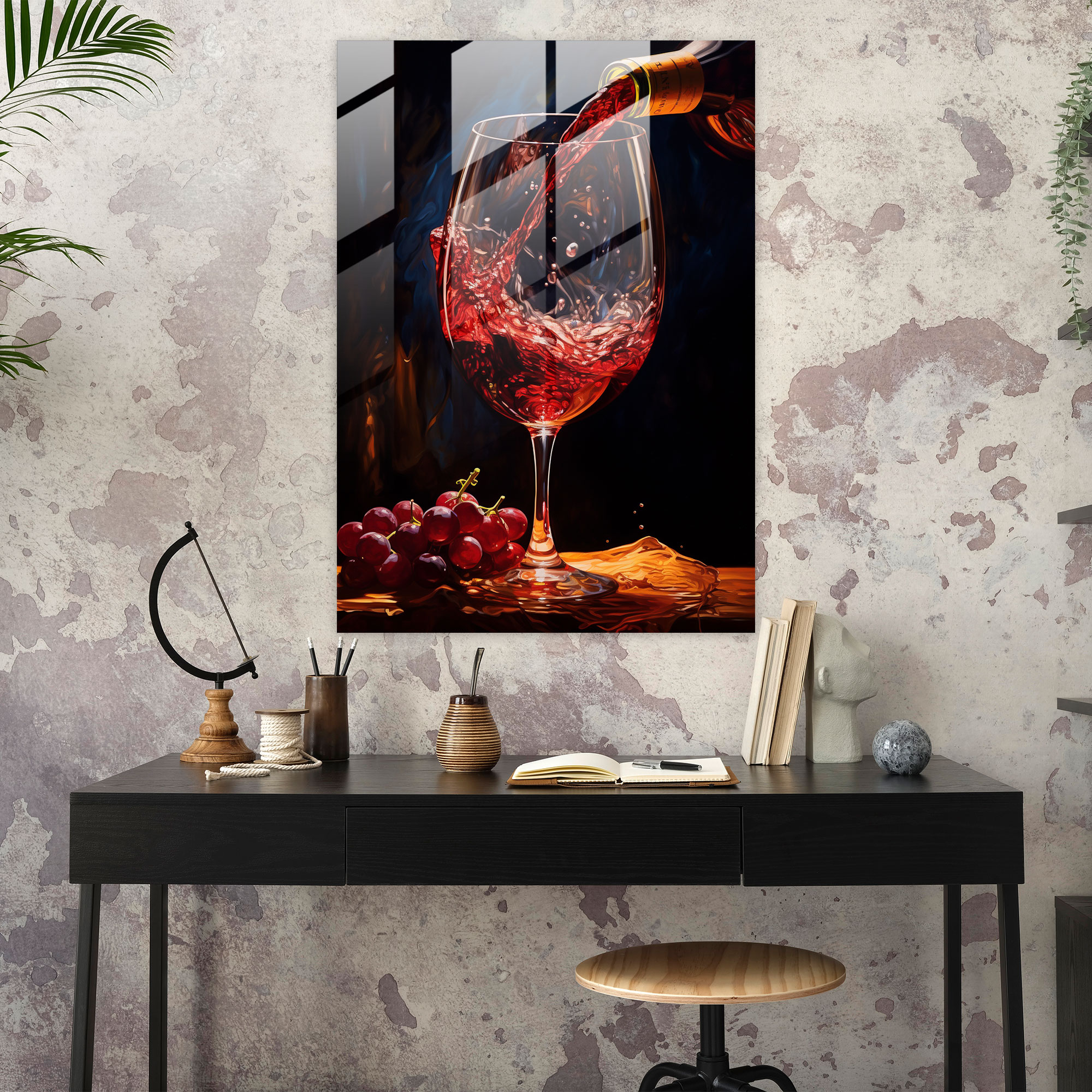 Wine Glass Print - Realistic Pouring Glass Wall Art - Wine, Wine Pouring, Wine, Realistic Oil Painting