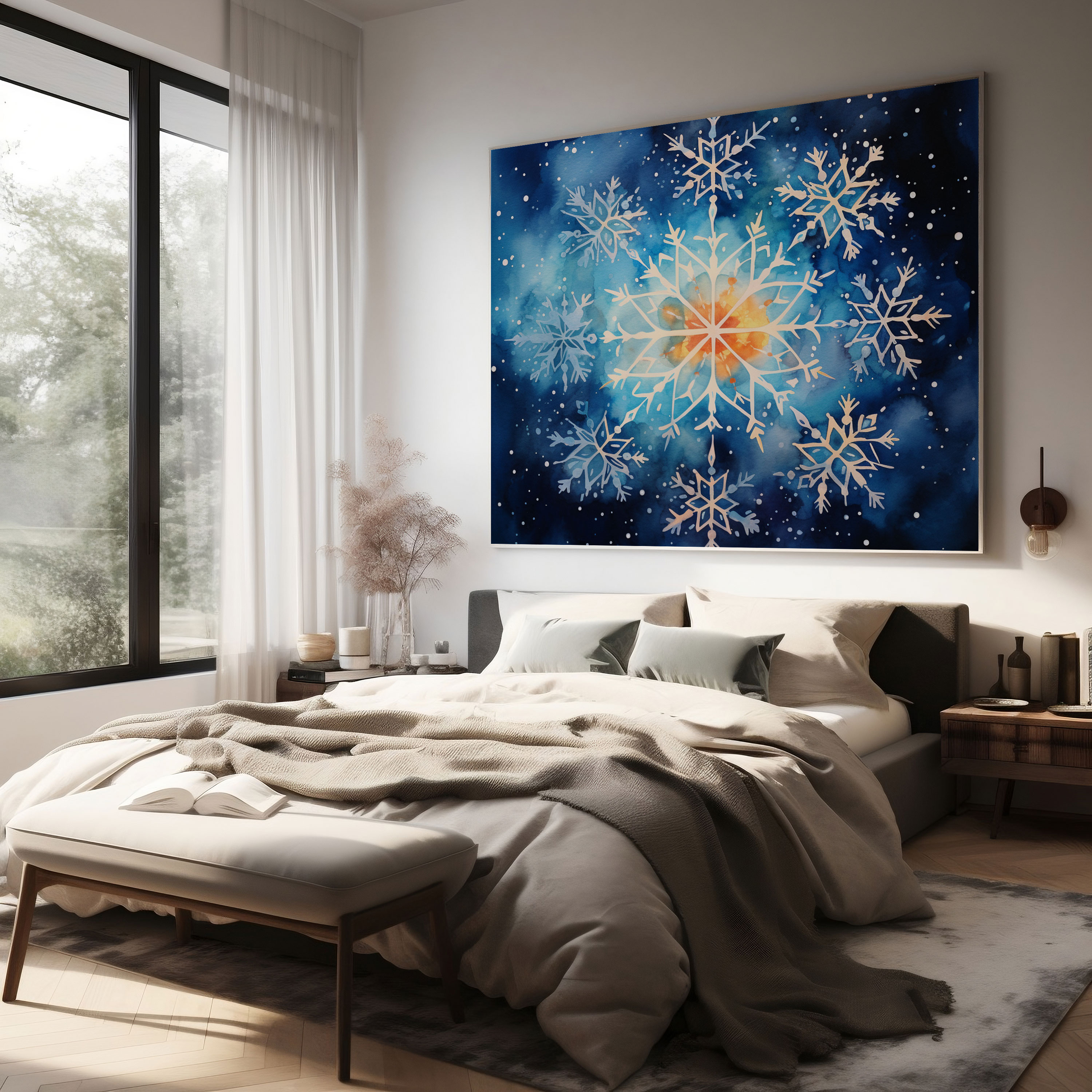 Winter Snowflakes Wall Art - Winter, Winter, Watercolor, Wall Decoration