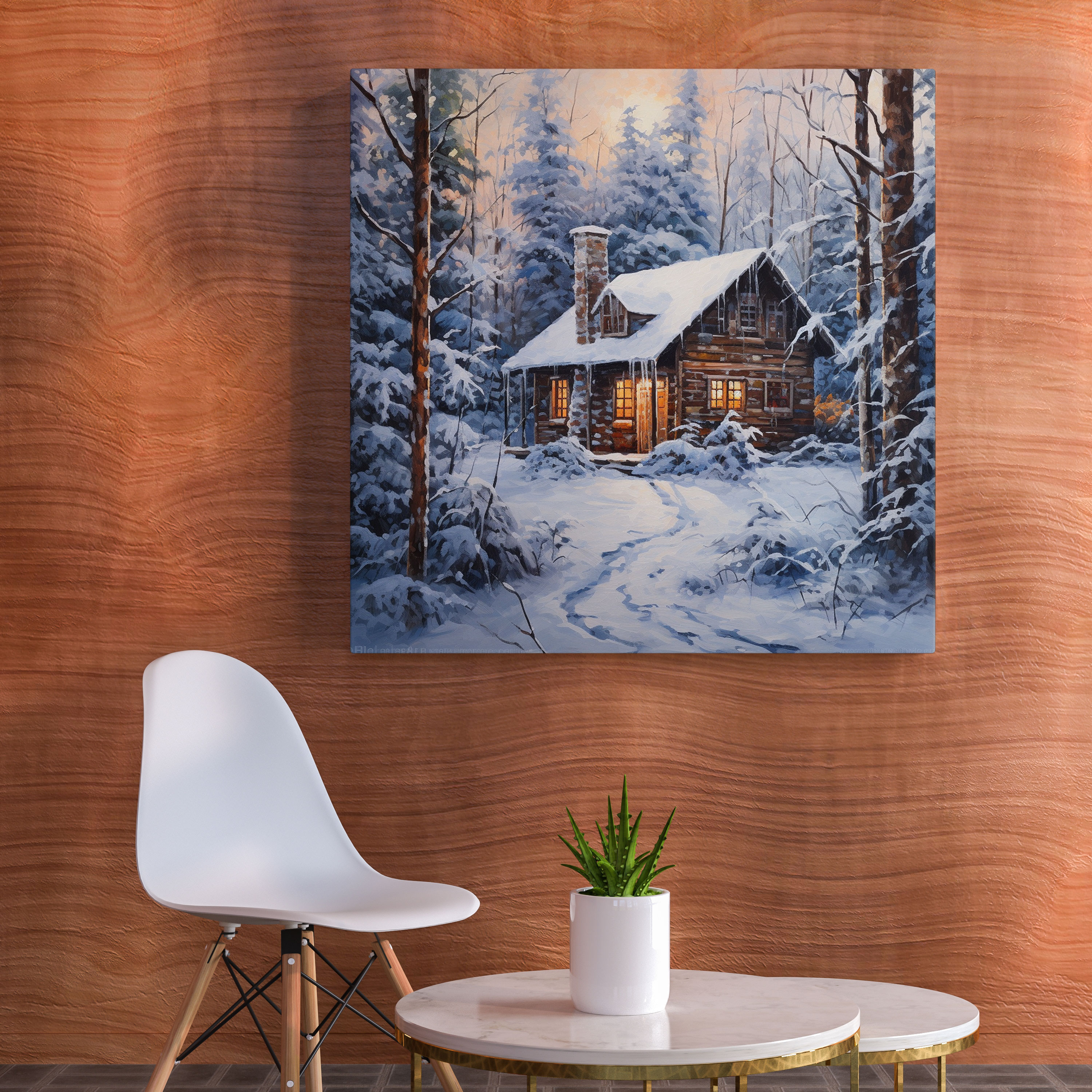 Winter Cabin Wall Art - Winter, Cabin, Wall Decoration, Acrylics