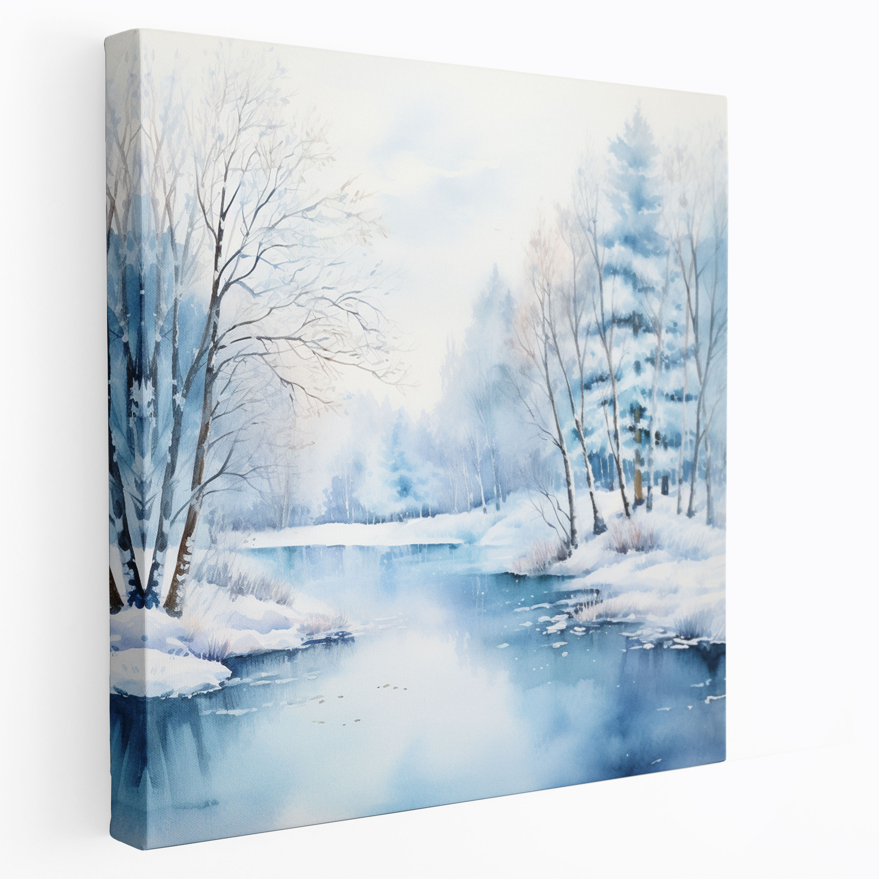 Winter Lake Wall Art - Winter, Frost-Covered Trees, Lake, Wall Decoration