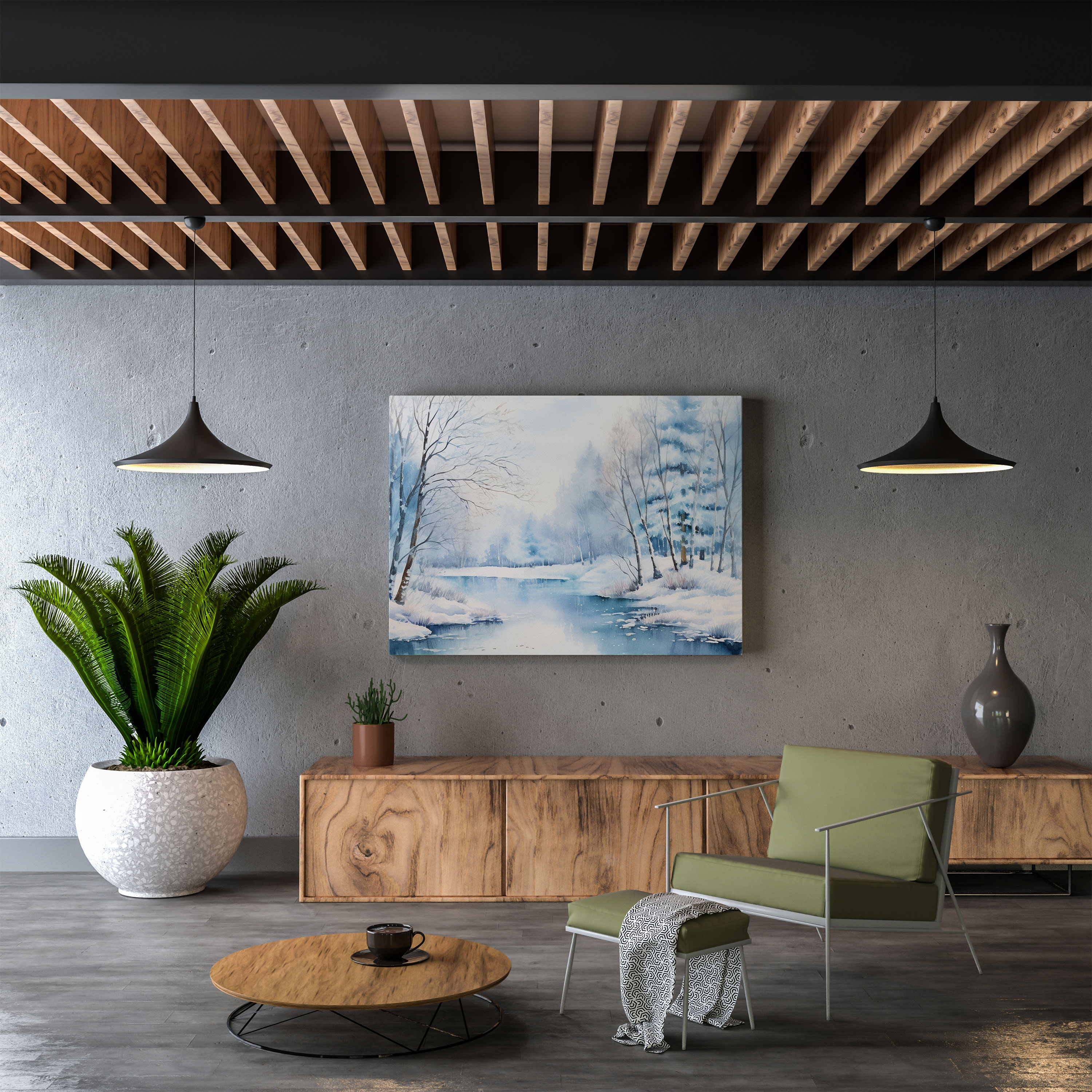 Winter Lake Wall Art - Winter, Frost-Covered Trees, Lake, Wall Decoration