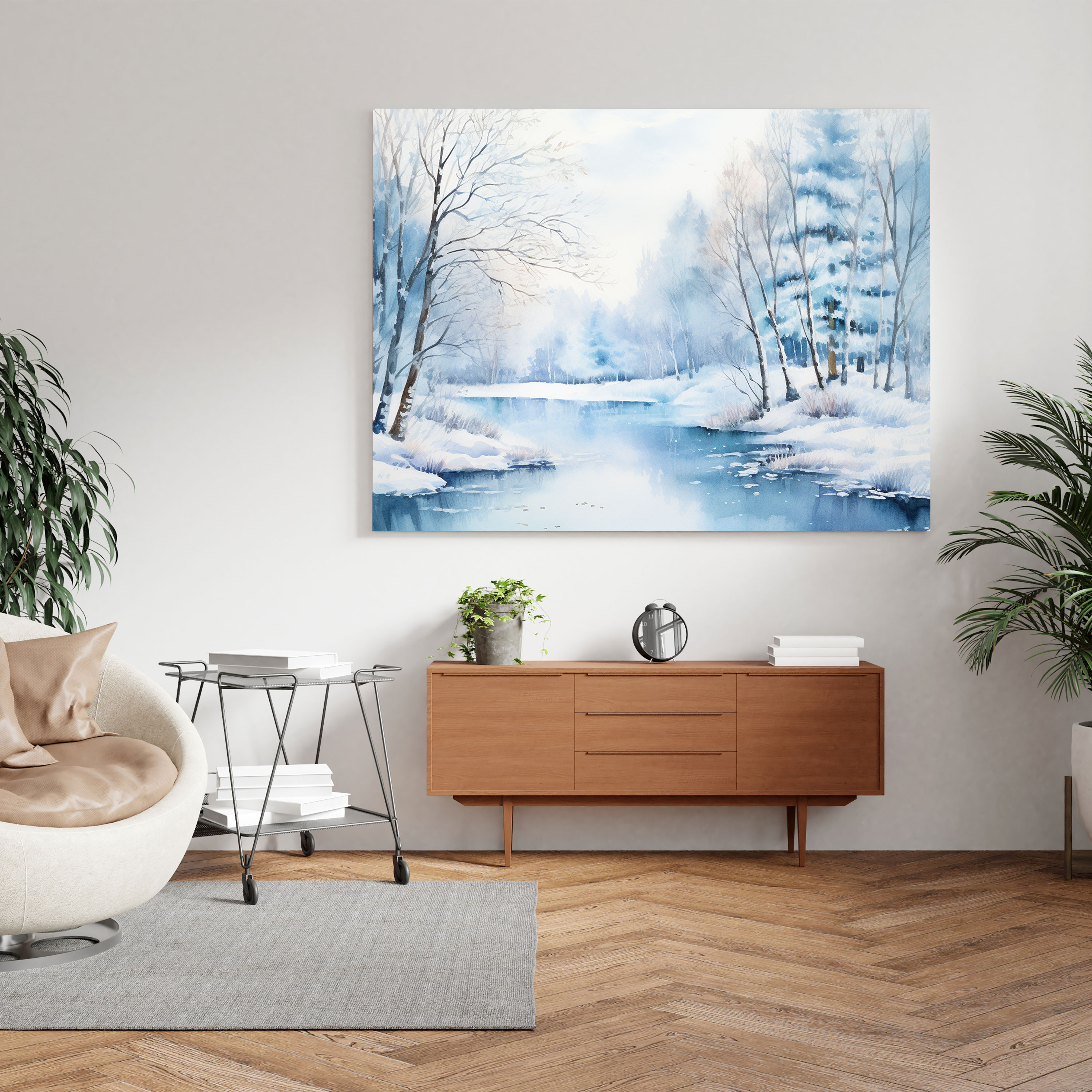 Winter Lake Wall Art - Winter, Frost-Covered Trees, Lake, Wall Decoration