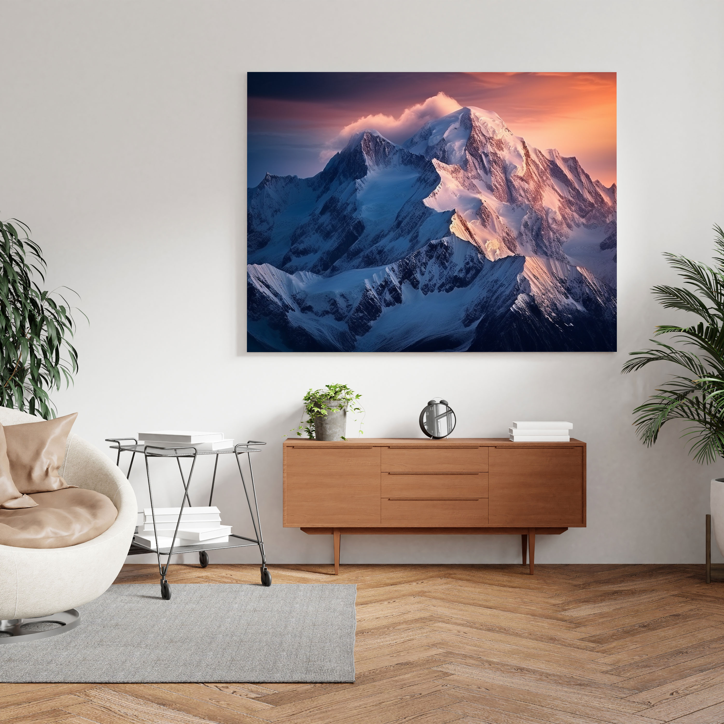 Winter Mountain Range Canvas Print - Winter, Photograph, Home Decoration, Snow-Covered