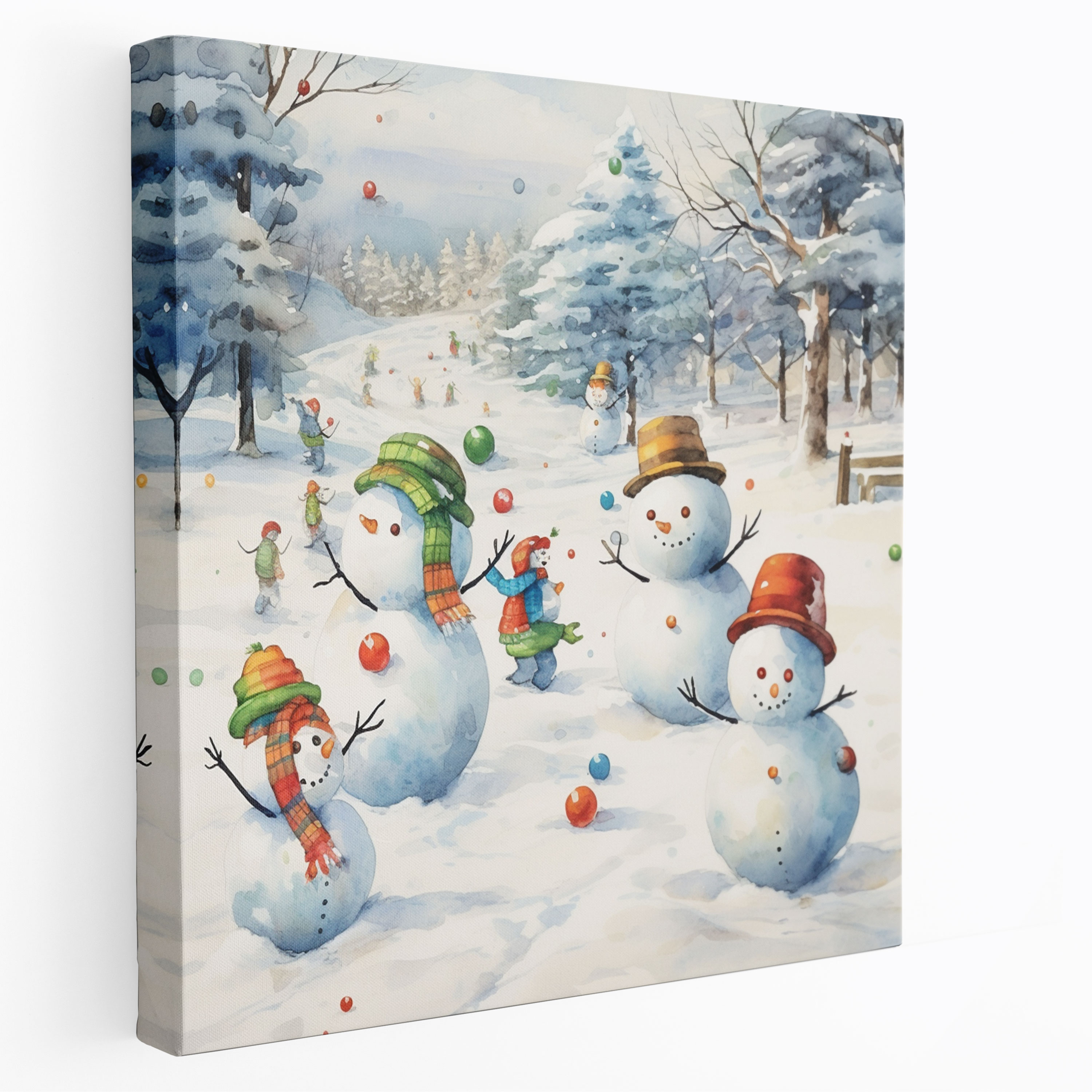 Snowman Fun Canvas Print - Winter, Snowmen, Canvas Wall Art, Wall Art