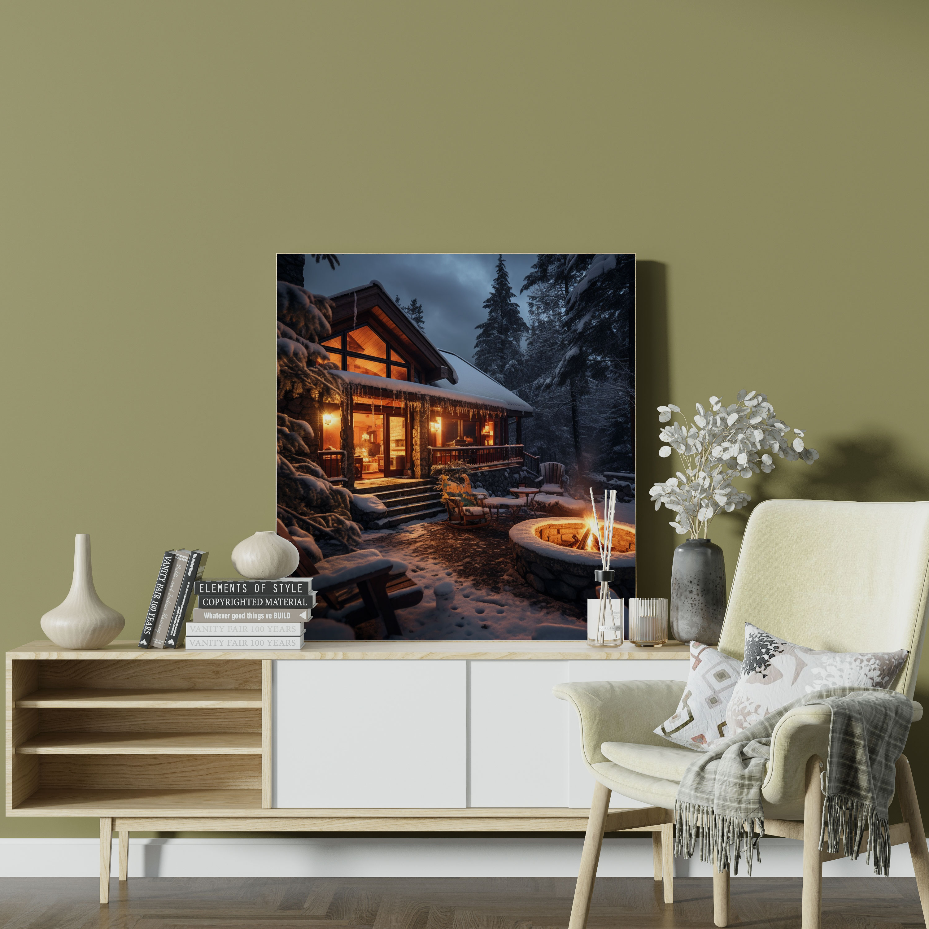 Winter Cabin Canvas Print - Winter, Rustic Charm, Canvas, Canvas Print