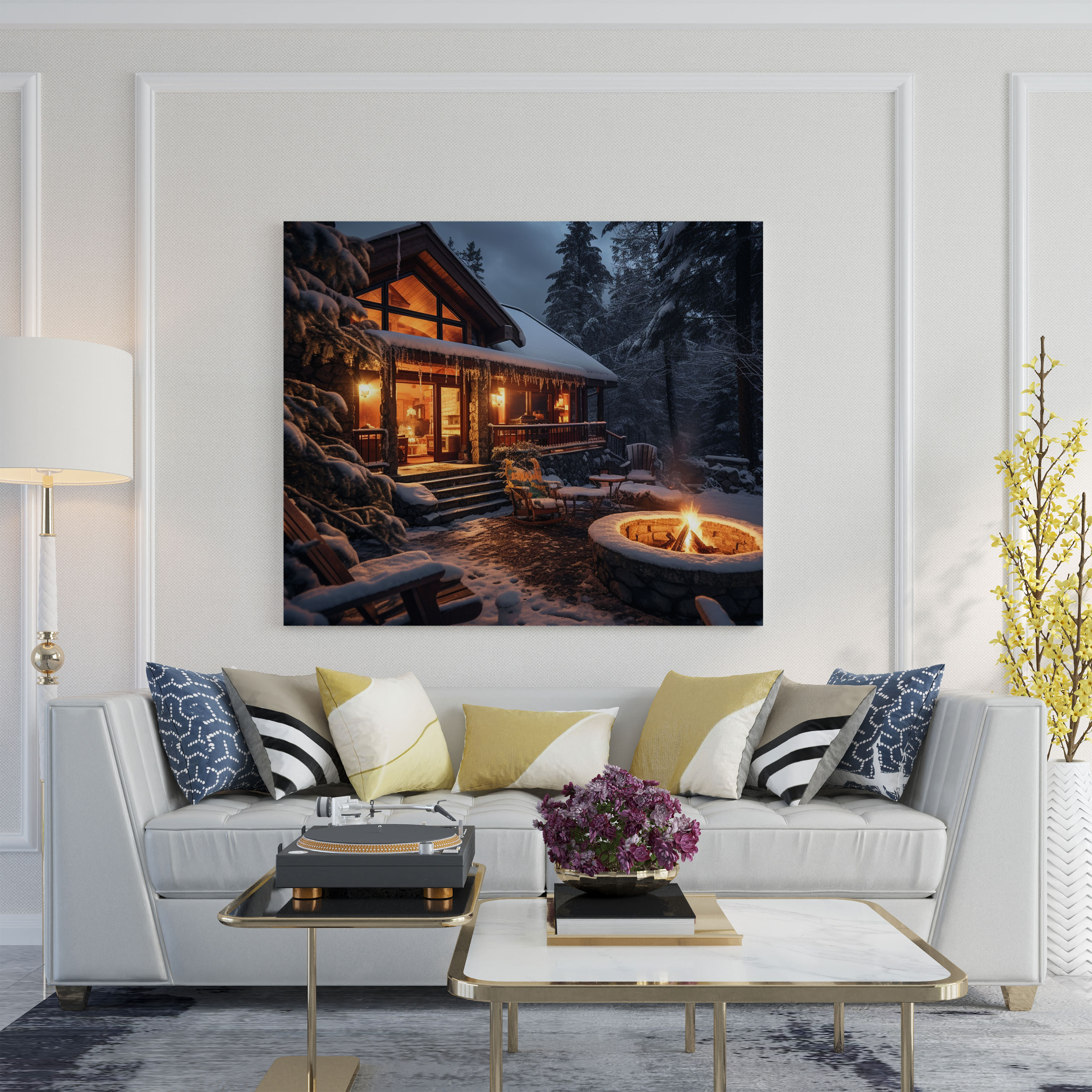 Winter Cabin Canvas Print - Winter, Rustic Charm, Canvas, Canvas Print