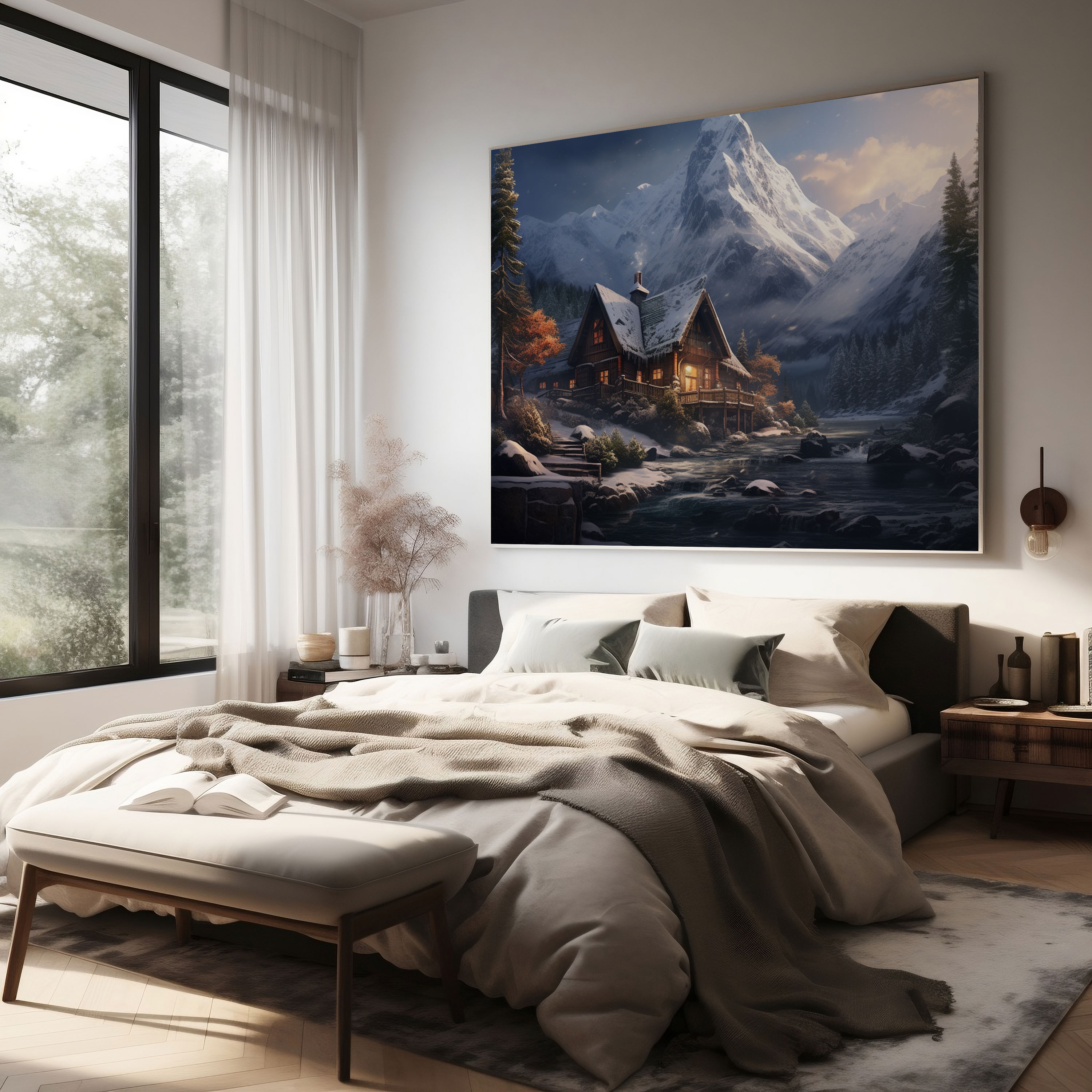 Winter Mountain Lodge Canvas Print - Winter, Canvas, Home Decoration, Cozy Lodge