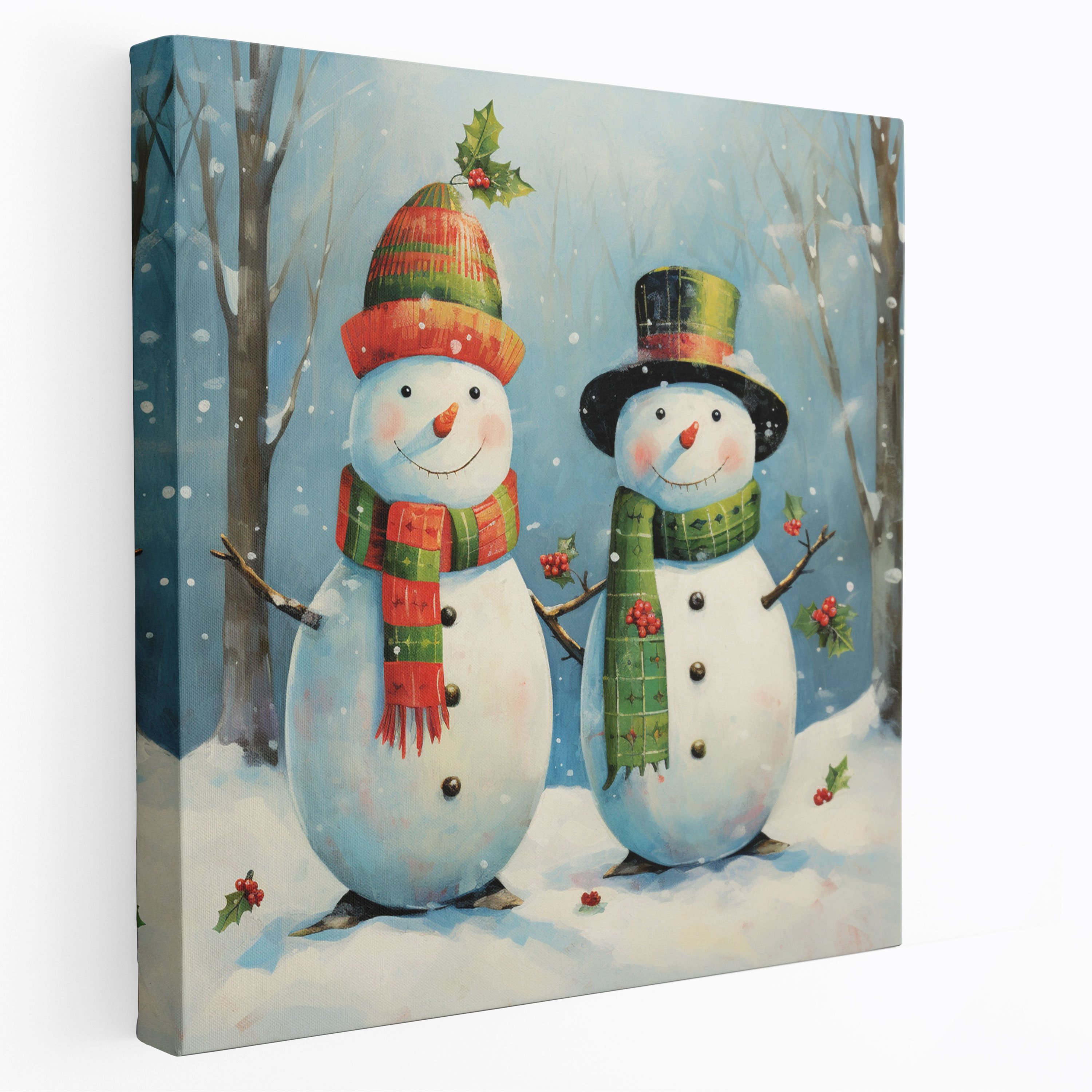 Snowmen Canvas Print - Winter, Home Decoration, Adorable Snowmen, Canvas