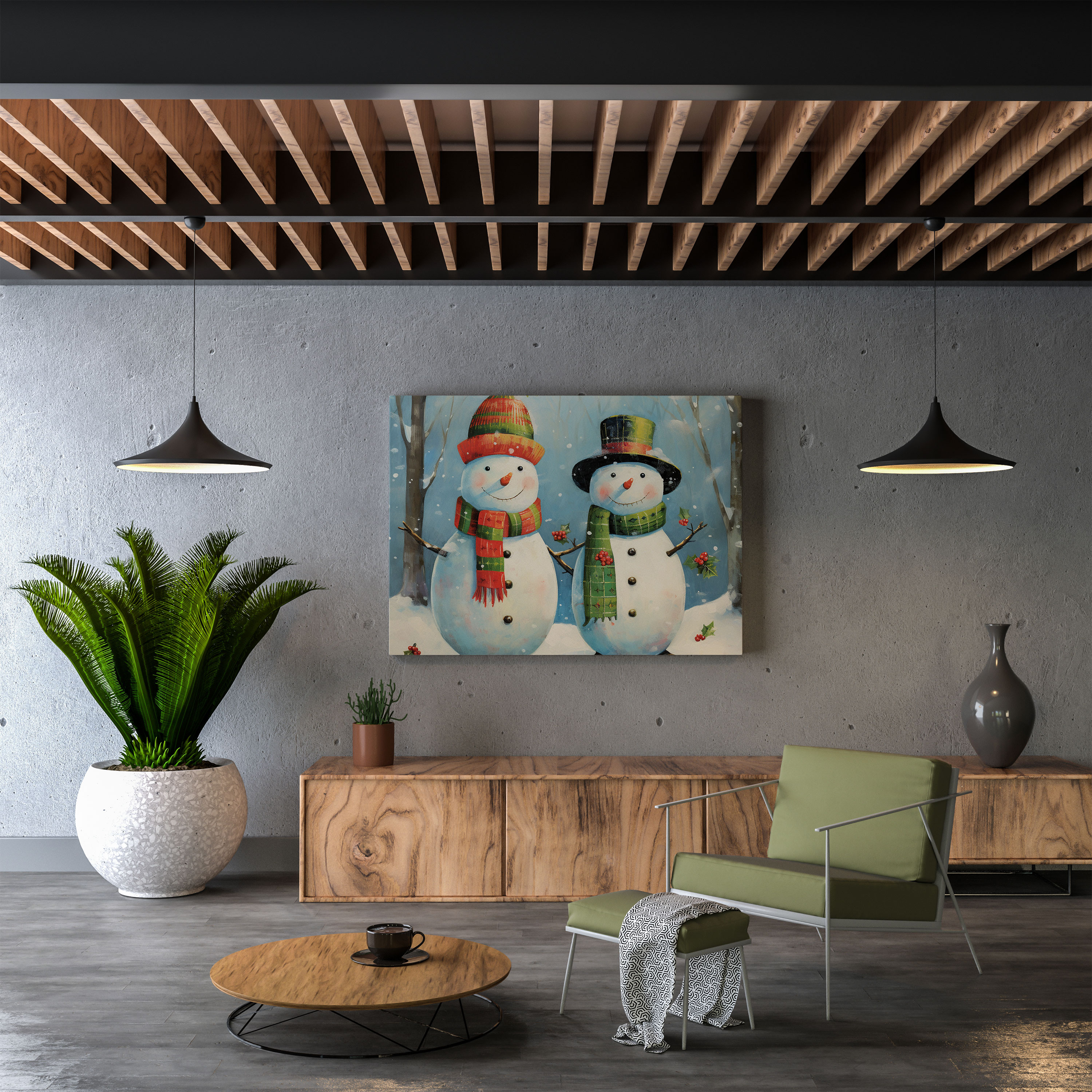 Snowmen Canvas Print - Winter, Home Decoration, Adorable Snowmen, Canvas
