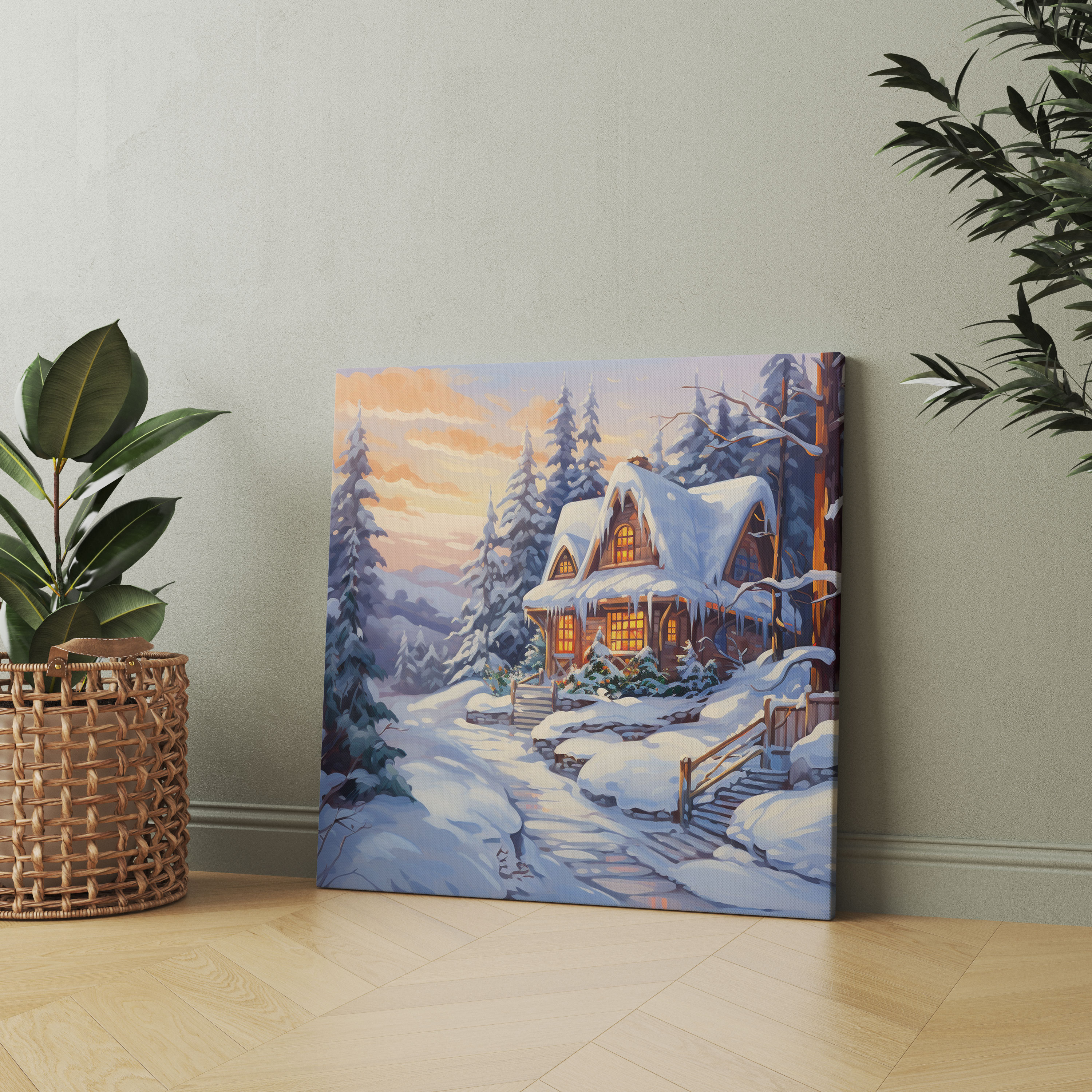 Winter Wonderland Wall Decoration - Winter, Canvas Print, Snow-Covered, Evergreen Trees