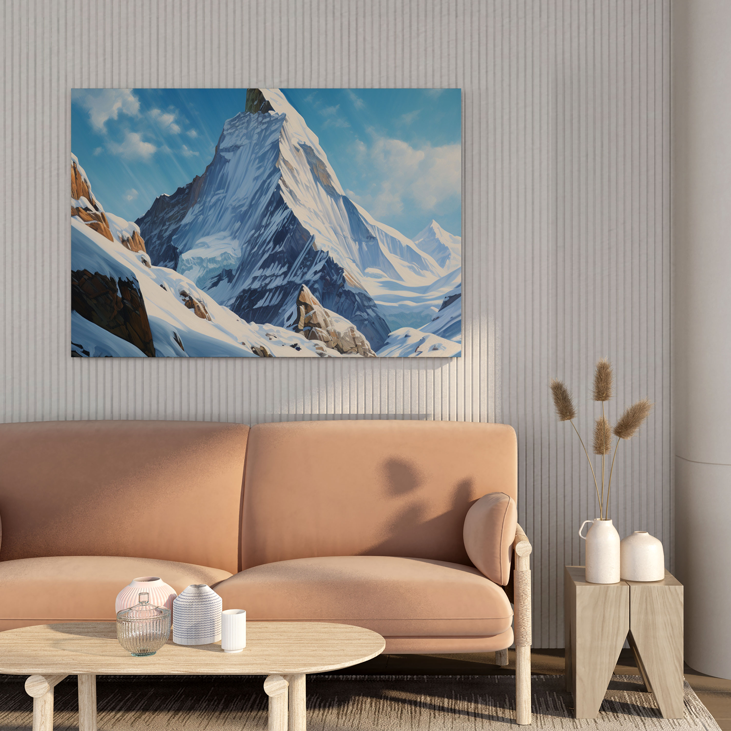 Winter Mountain Canvas Print - Winter, Wall Decoration, Snowy Mountain Peak, Picturesque Painting