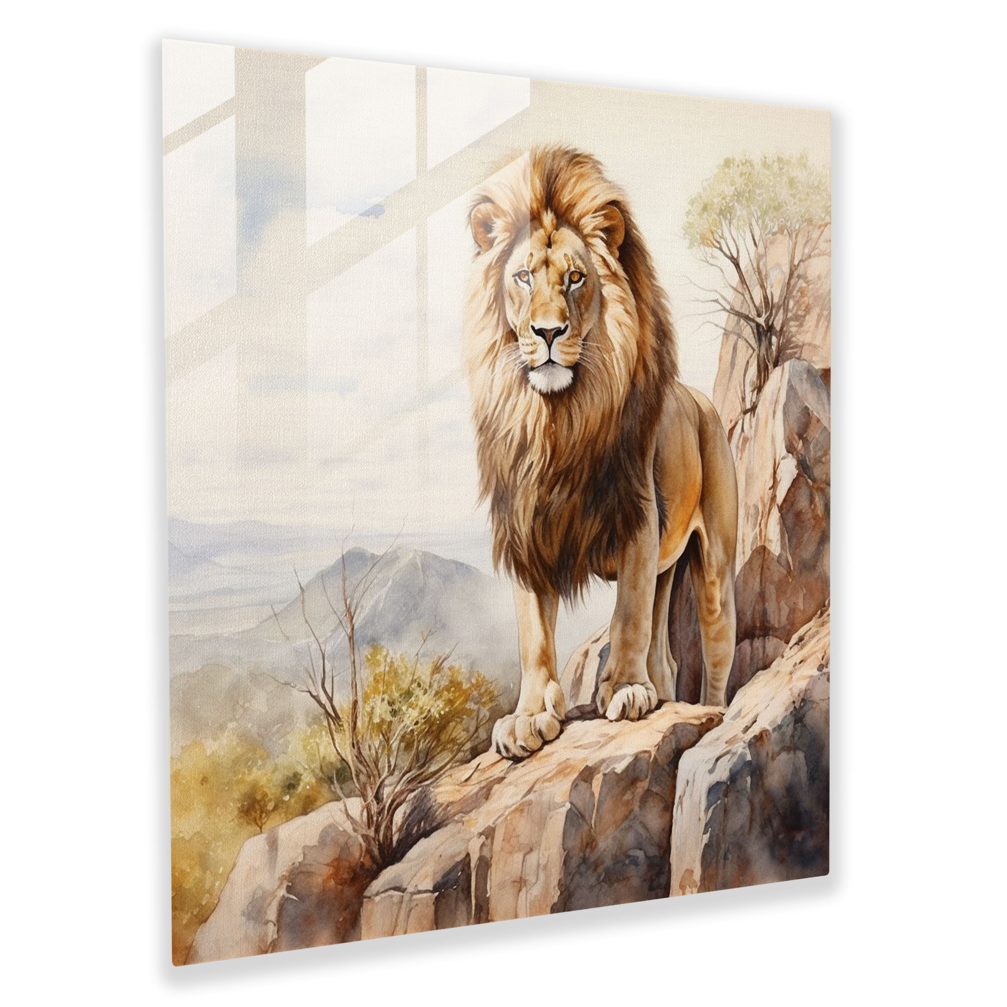 Wildlife Glass Print - Majestic Lion - Wildlife, Wildlife, Modern Art, Safari