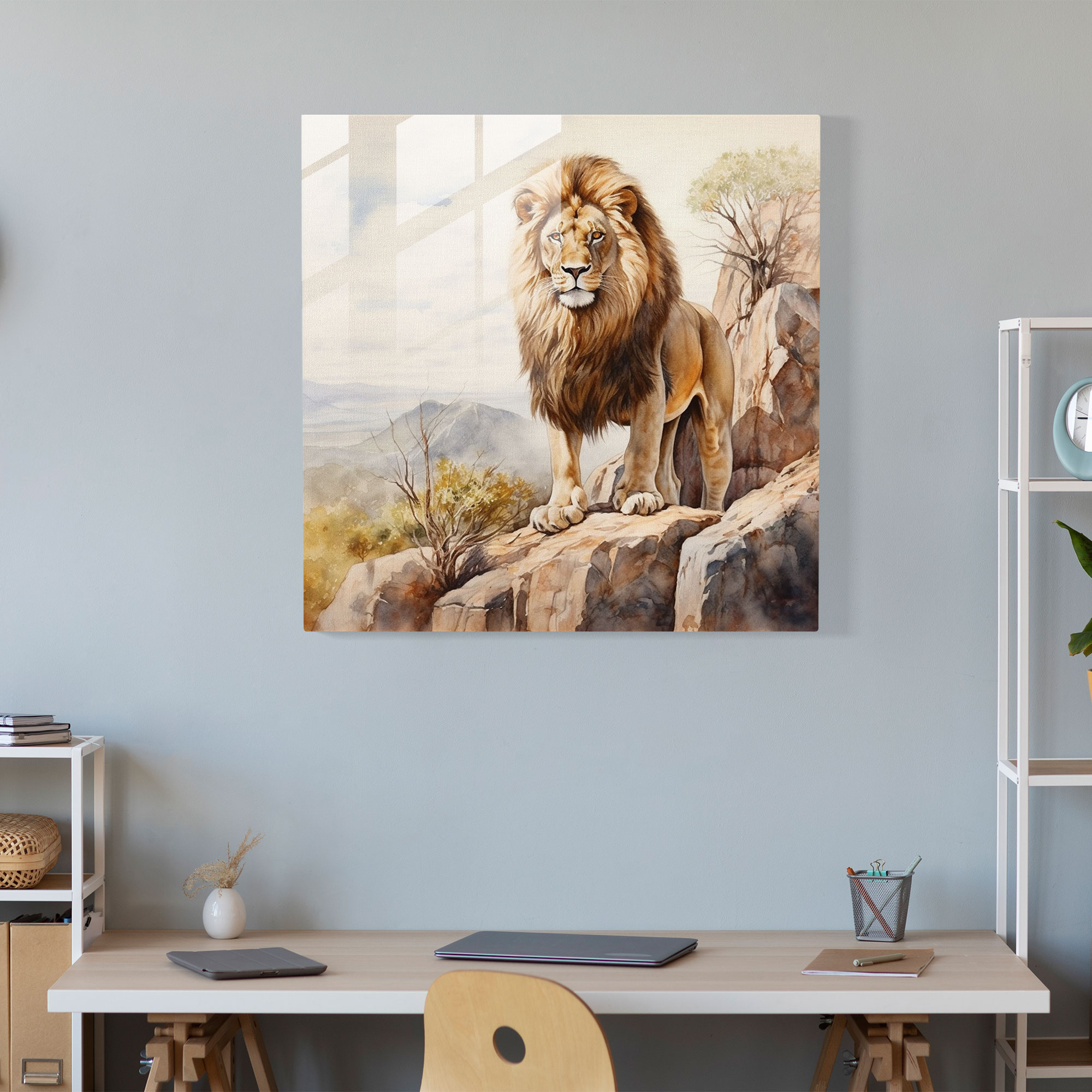 Wildlife Glass Print - Majestic Lion - Wildlife, Wildlife, Modern Art, Safari