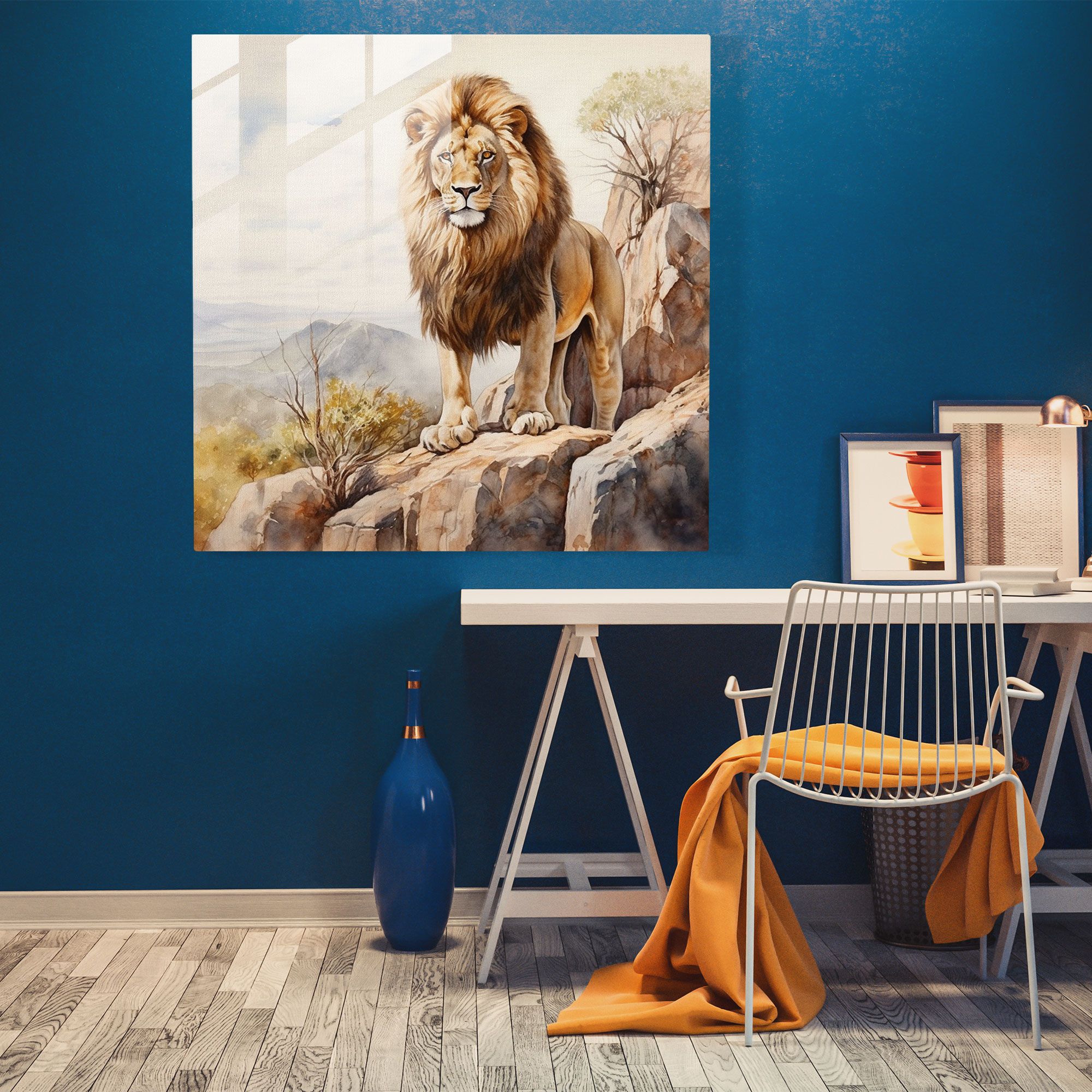 Wildlife Glass Print - Majestic Lion - Wildlife, Wildlife, Modern Art, Safari