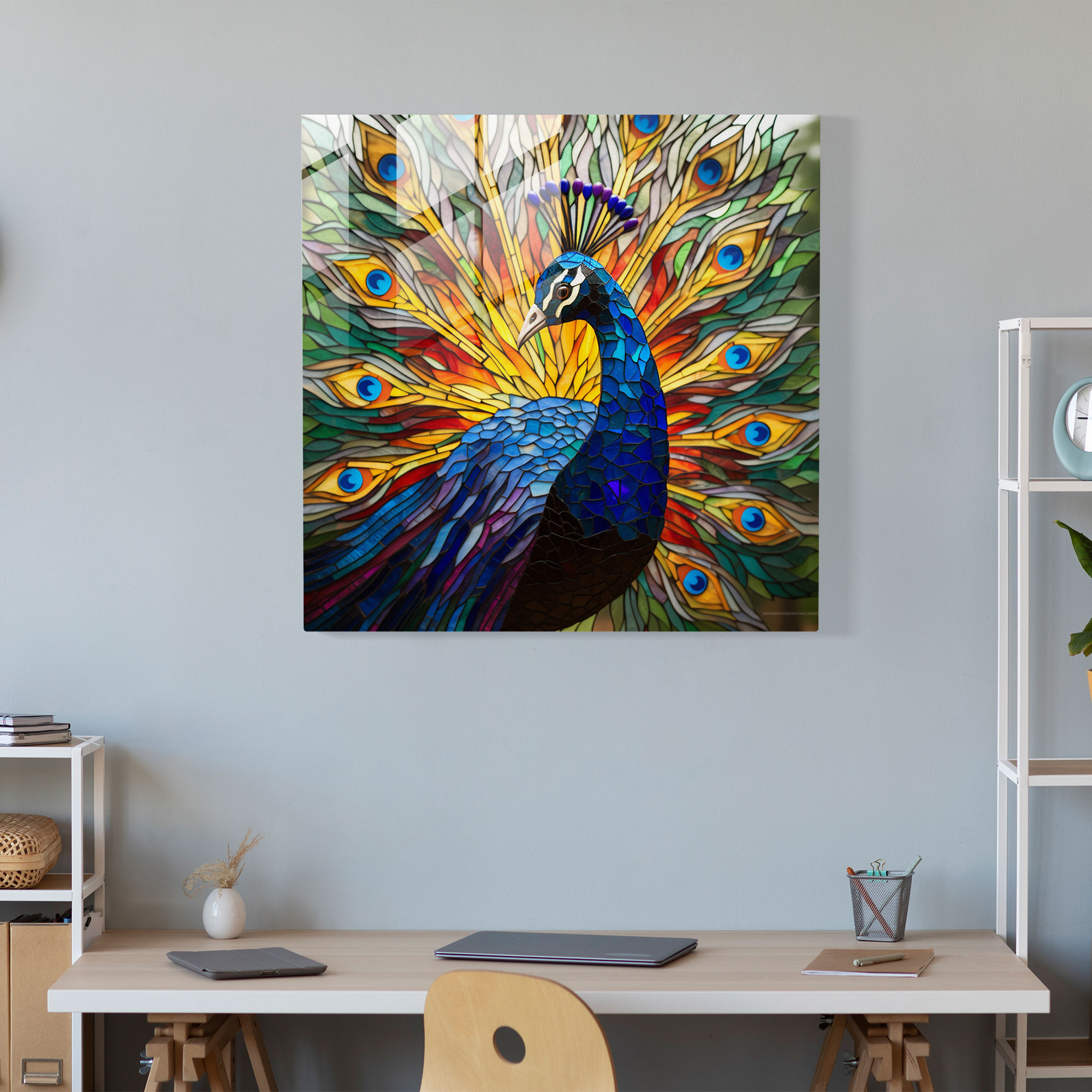 Wildlife Glass Wall Art - Vibrant Peacock - Wildlife, Modern Art, Wildlife, Wall Decoration