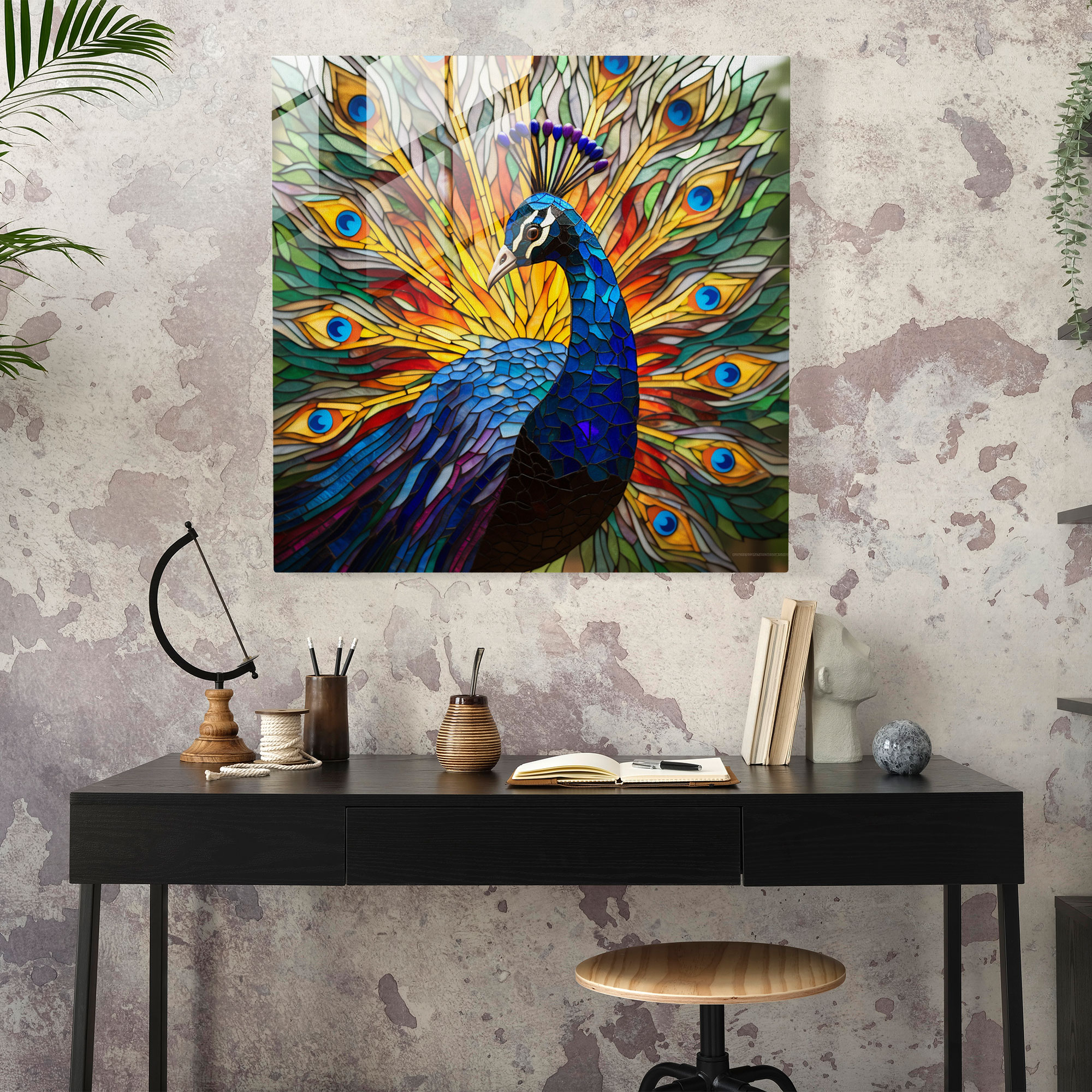Wildlife Glass Wall Art - Vibrant Peacock - Wildlife, Modern Art, Wildlife, Wall Decoration