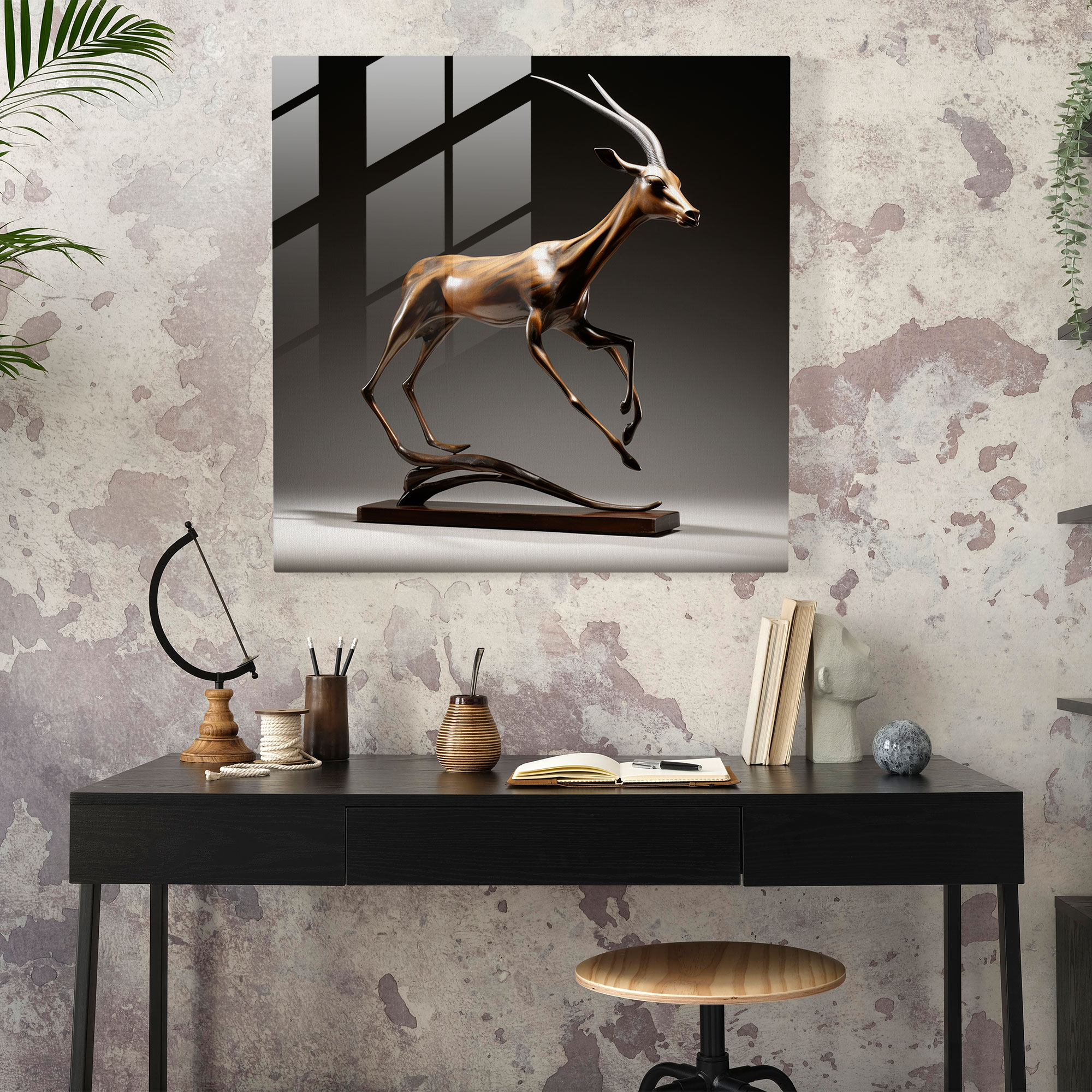 Wildlife Glass Print - Graceful Gazelle In Motion - Wildlife, Gazelle, Wall Decoration, Home Decoration