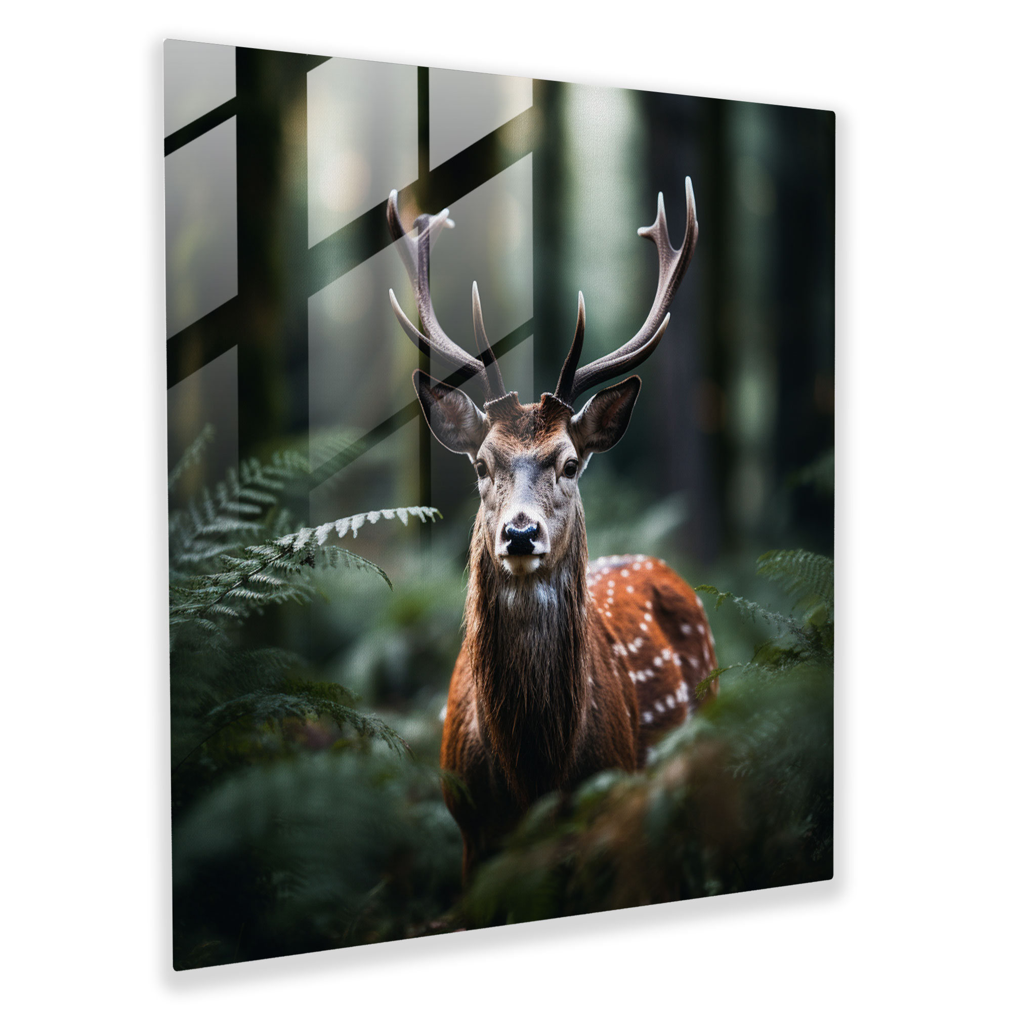 Wildlife Glass Print - Serene Forest Deer - Wildlife, Wildlife, Glass Wall Art, Close-Up Shot